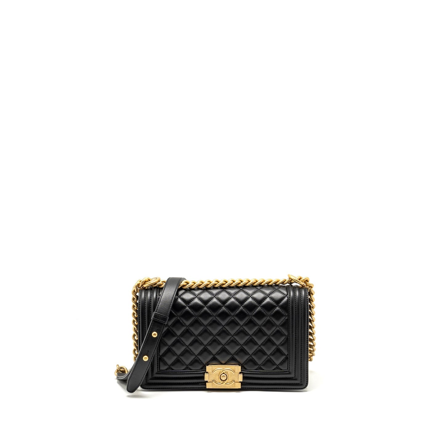 Chanel Boy Calfskin GHW Black Handbag Black Ghw