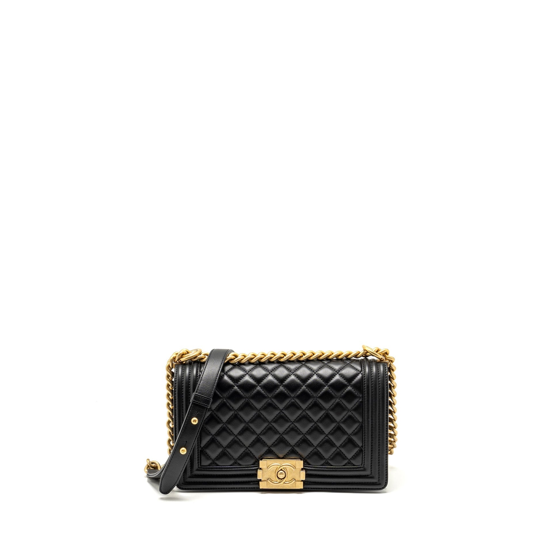 Chanel Boy Calfskin GHW Black Handbag Black Ghw