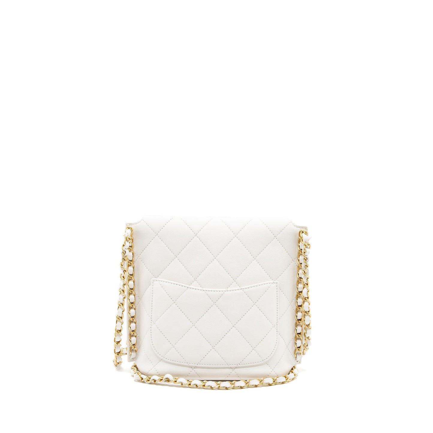 Chanel Square Flap Lambskin Brushed GHW White Crossbody Bag