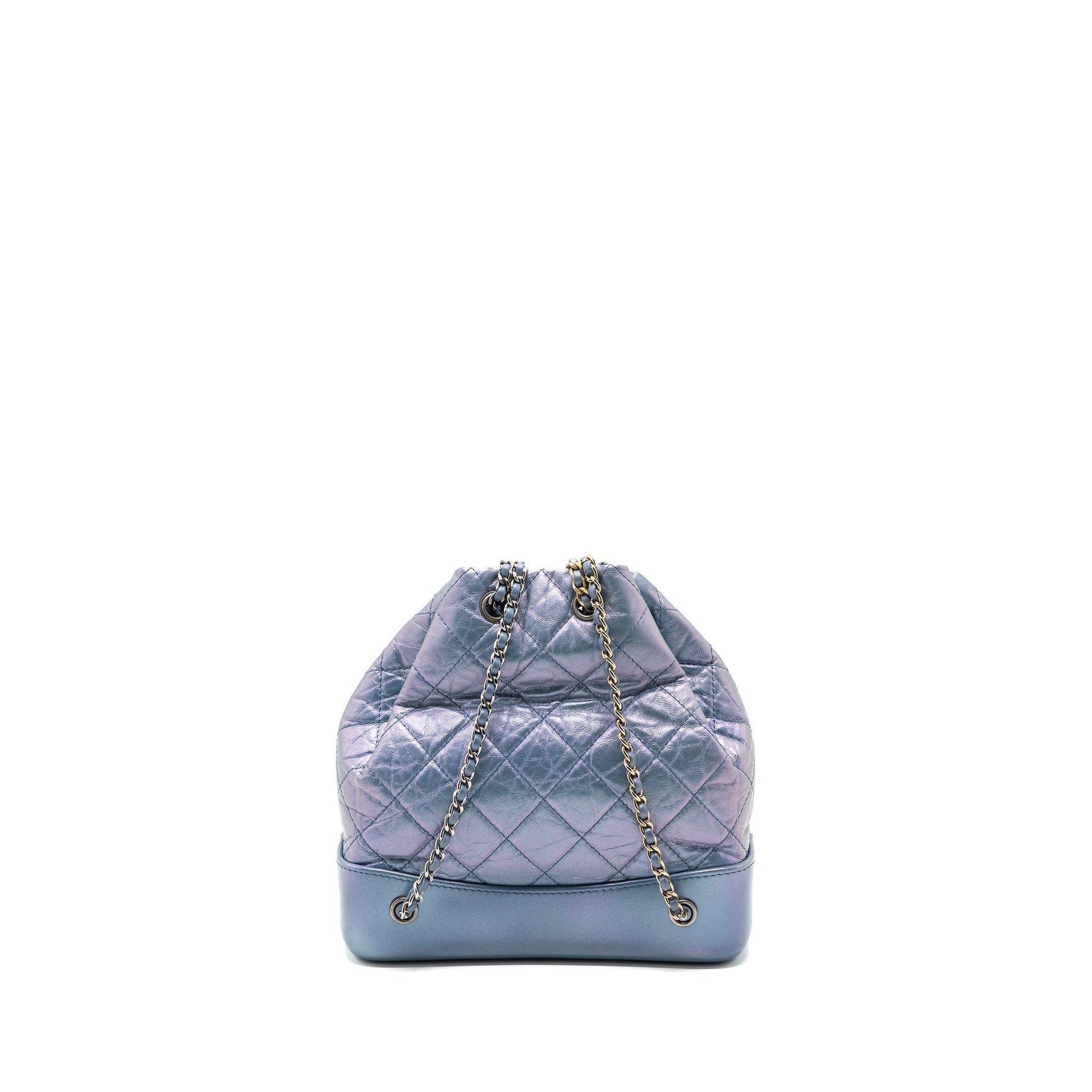 Chanel Gabrielle backpack calfskin iridescent purple hardware Multicolor Multicolour Small Leather