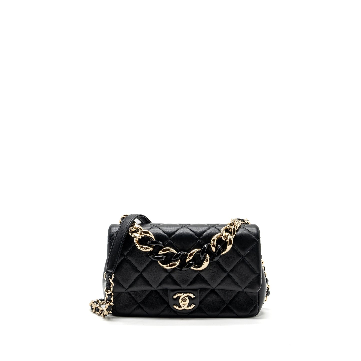 Chanel Giant flap lambskin hardware microchip Multicolour Black Shoulder Bag