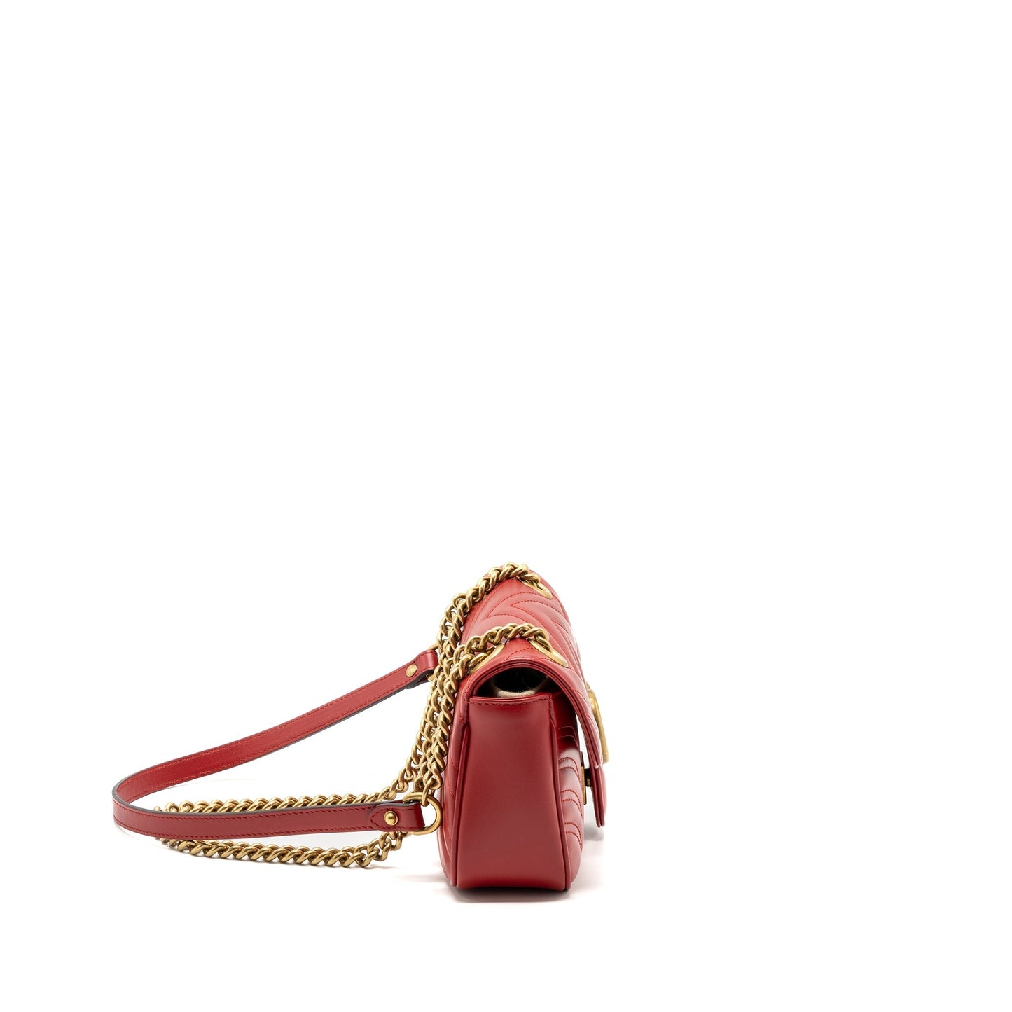 Gucci Marmont Calfskin Handbag Matelasse Red Travel Bag
