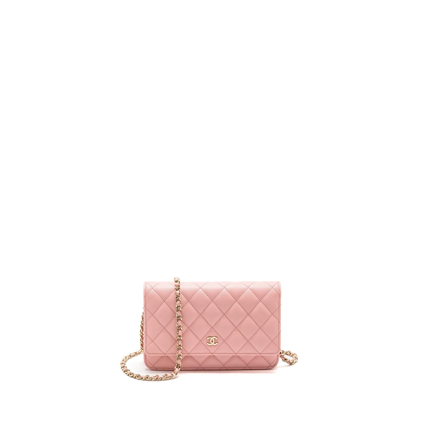 Chanel Classic on Caviar LGHW Microchip Pink Wallet Case