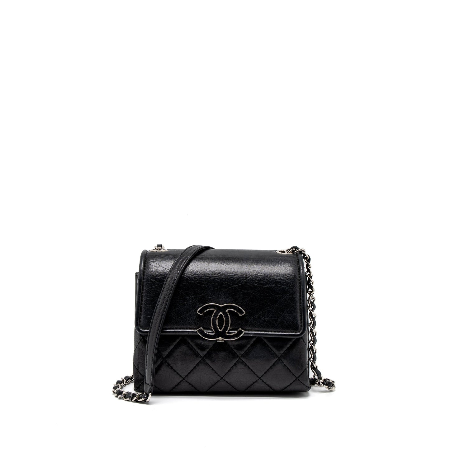 Chanel Giant CC Logo Calfskin Navy SHW Handbag
