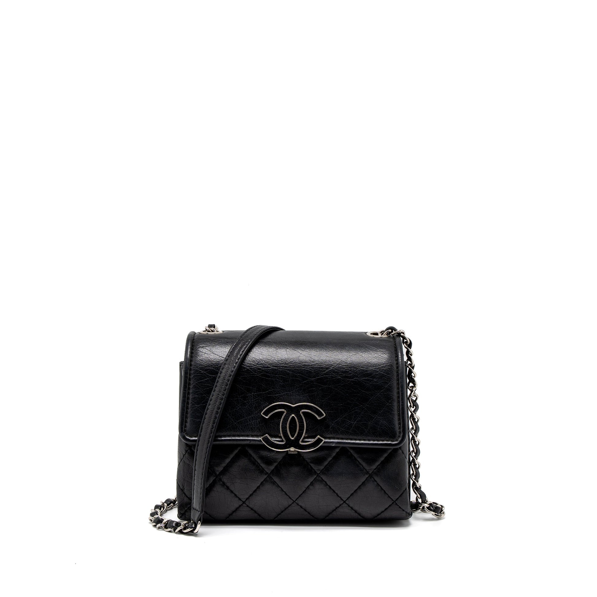 Chanel Giant CC Logo Calfskin Navy SHW Handbag
