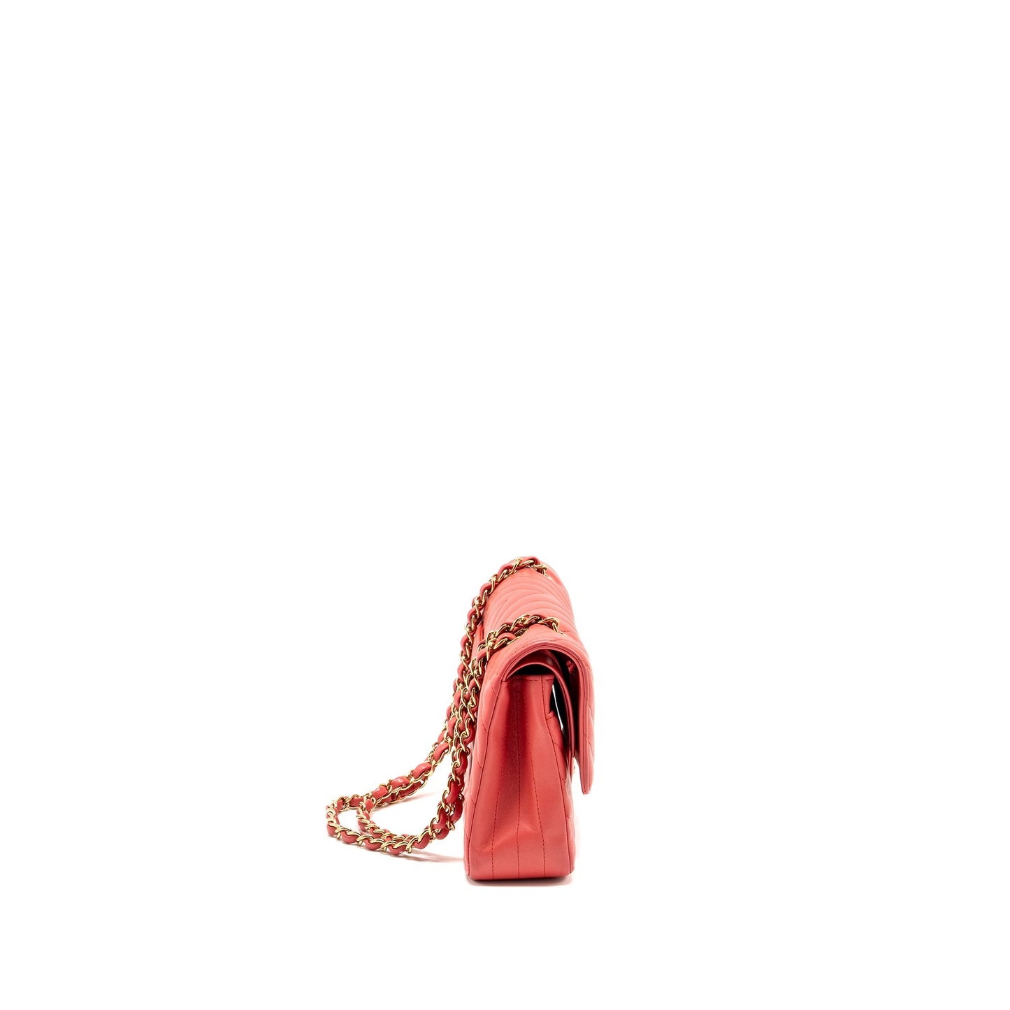 Chanel Classic Double Flap Chevron Lambskin LGHW Pink Shoulder Bag