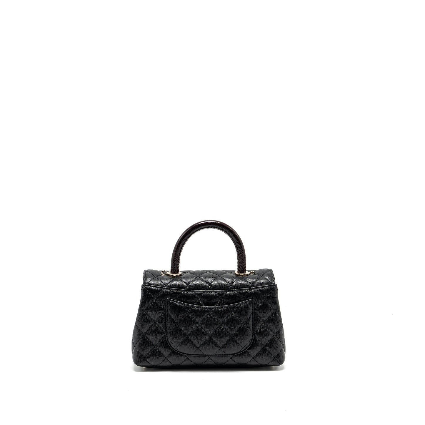 Chanel coco handle lizard embossed handle caviar Black Small Handbag Microchip 1