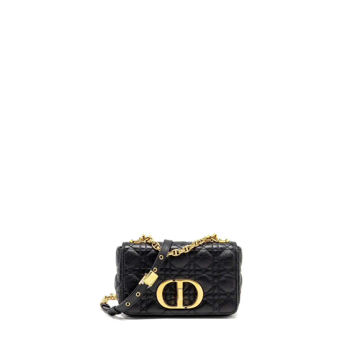Dior Caro Purse Calfskin Handbag Black Small Travel Bag