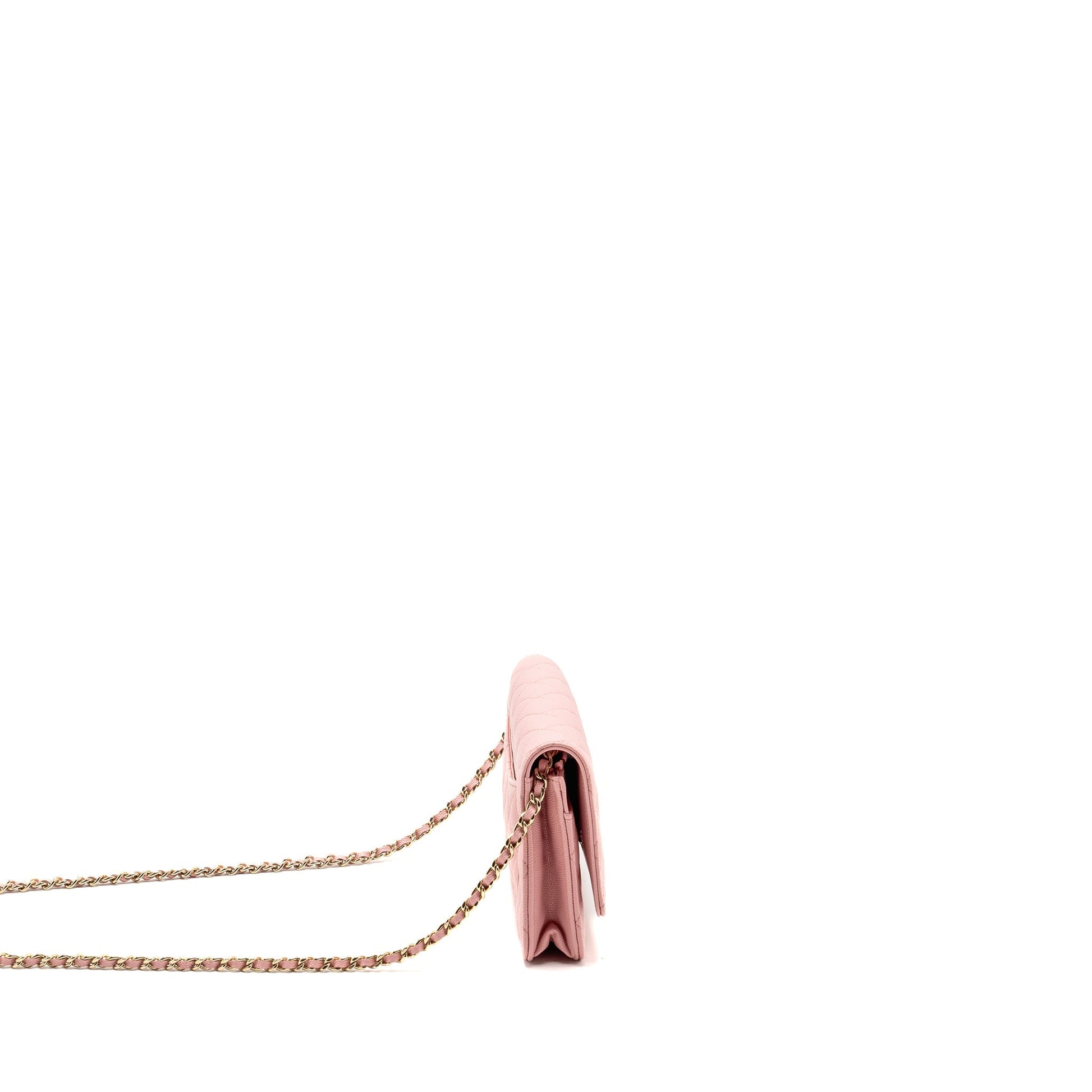 Chanel Classic on Caviar LGHW Microchip Pink Wallet Case