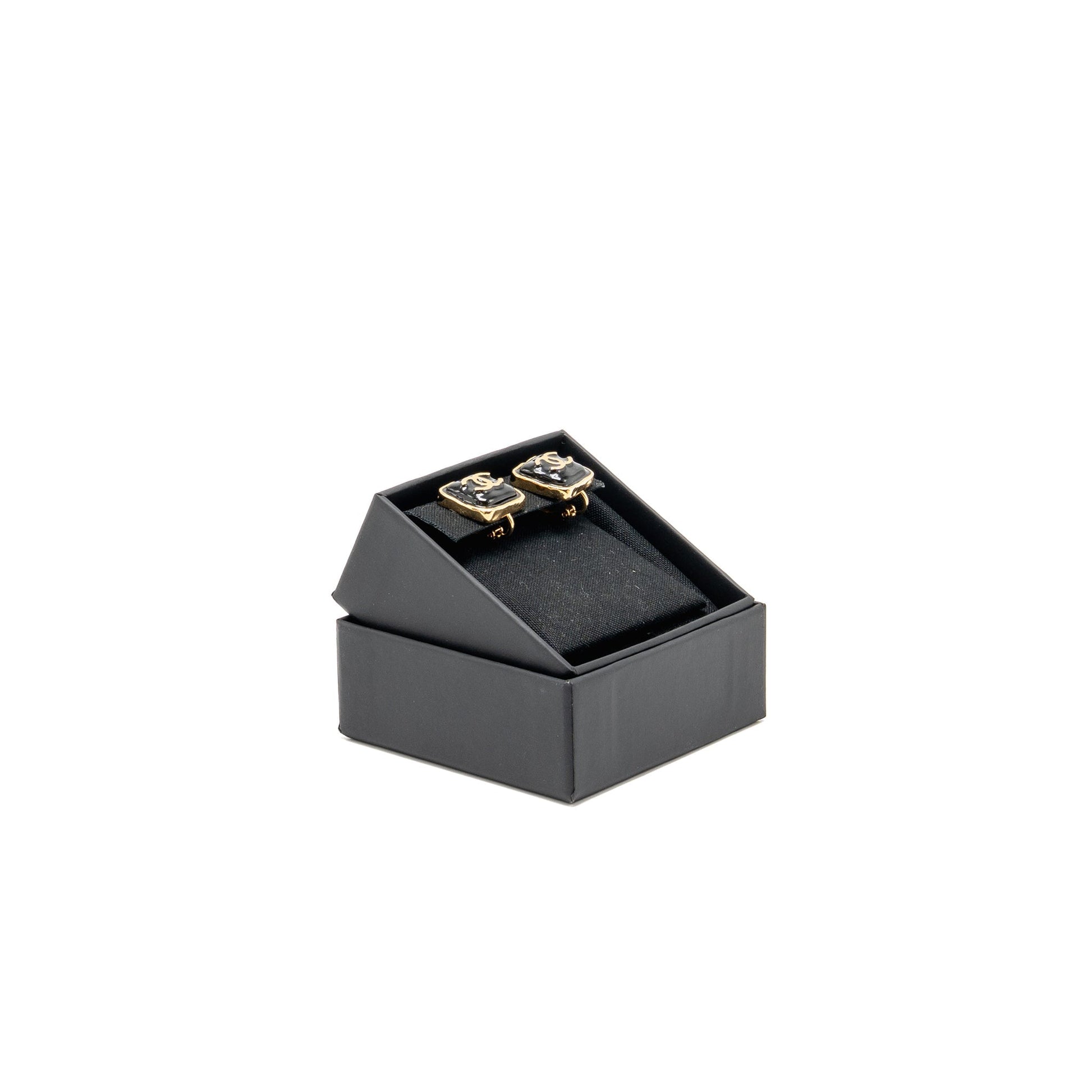 Chanel Square CC Logo Ear Clips Tone Gold Handbag