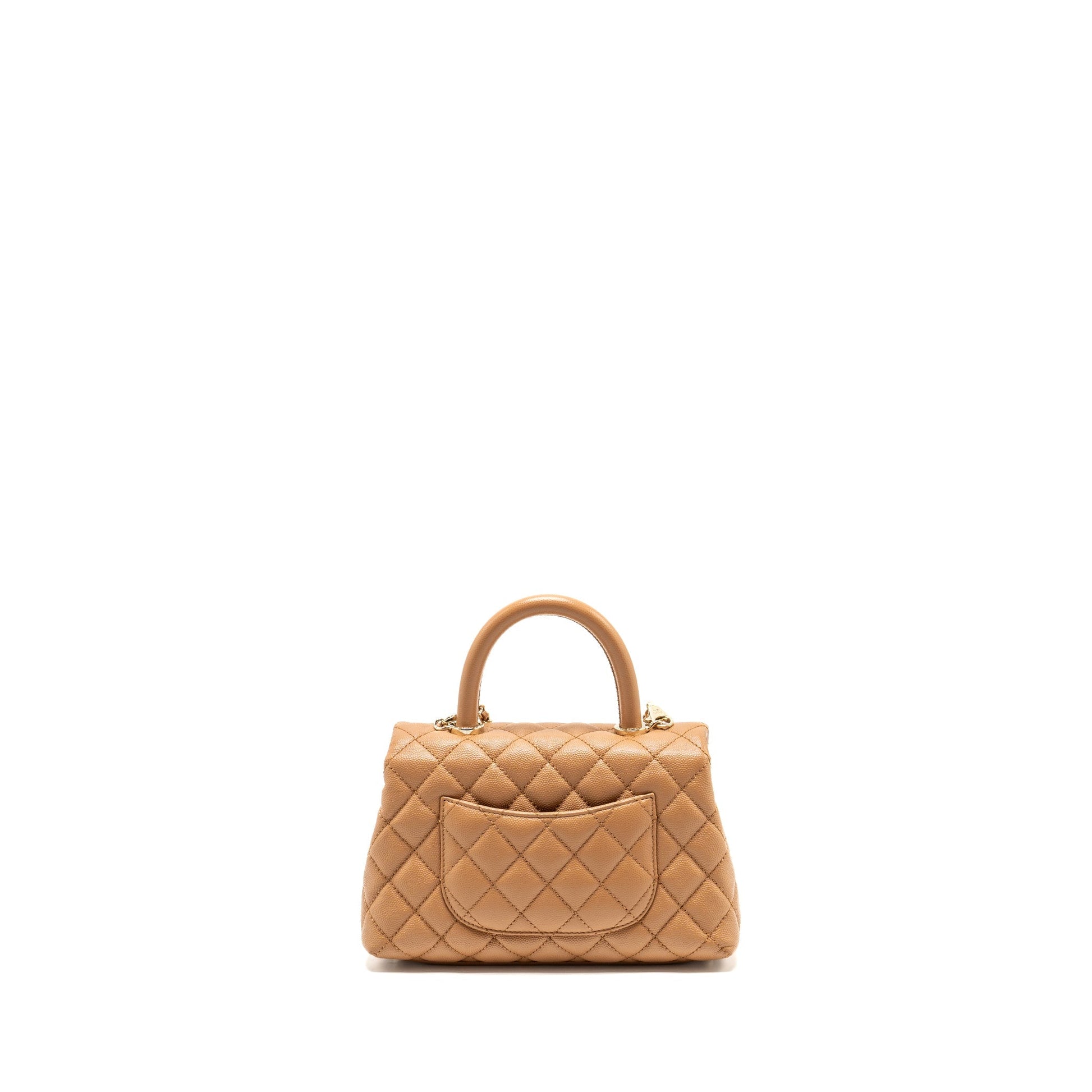 Chanel 21P Coco Handle Caviar Caramel LGHW Small Handbag