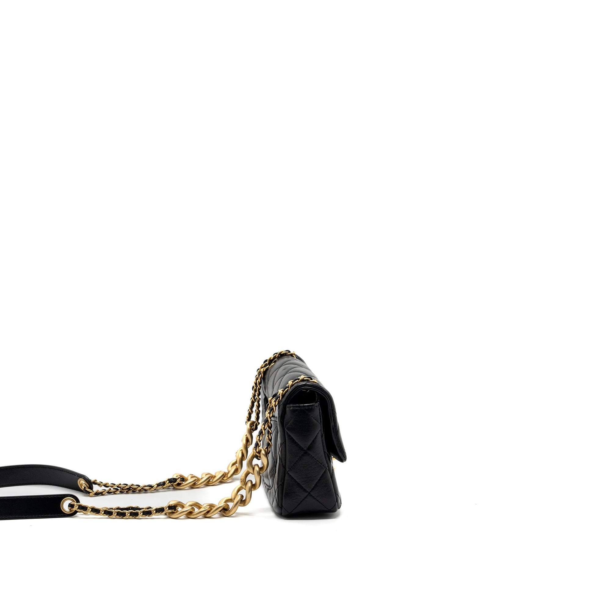 Chanel seasonal square flap detailed calfskin GHW Black Shoulder Bag
