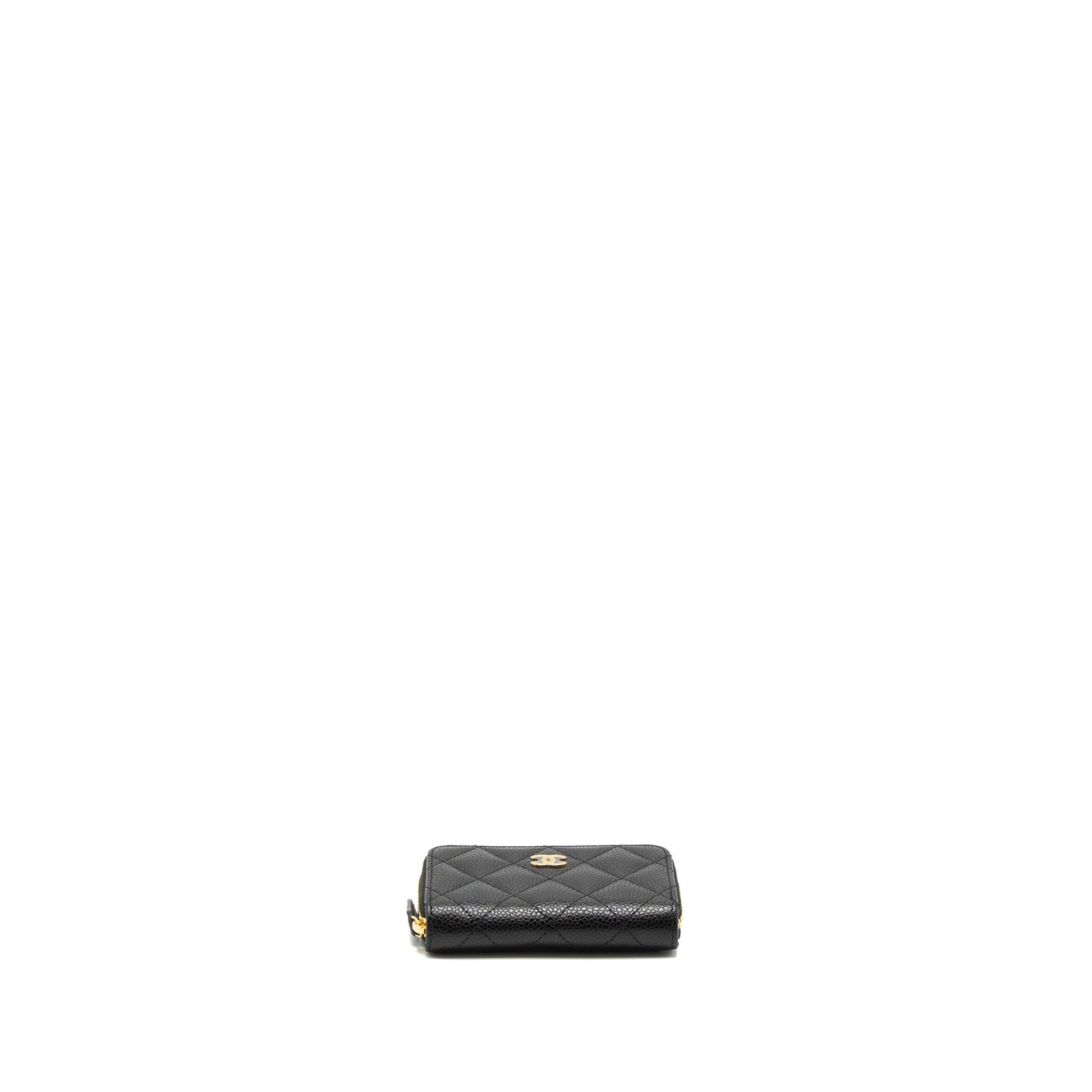 Chanel Zip Card Holder Caviar GWH Microchip Black Wallet Case