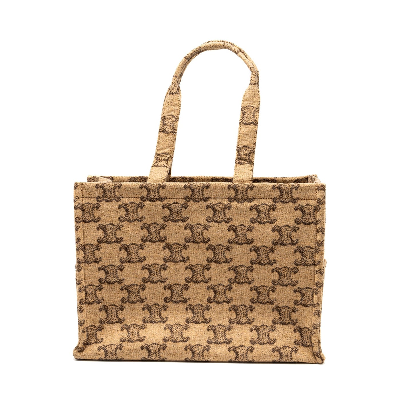 Celine Cabas Thais Triomphe Printed Wool Calfskin Wool Brown Large Travel Bag