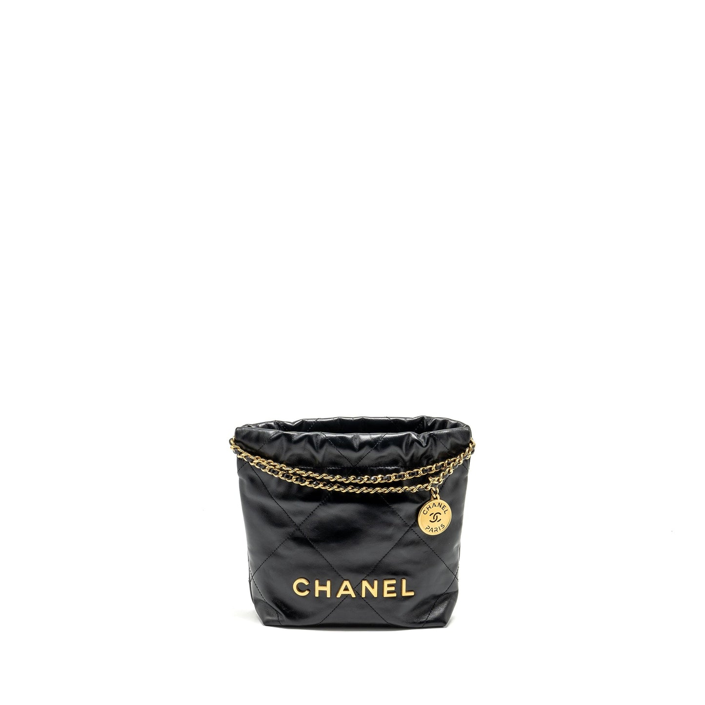 Chanel 22 Shiny Calfskin GHW Microchip Black Mini Bag Microchip 5