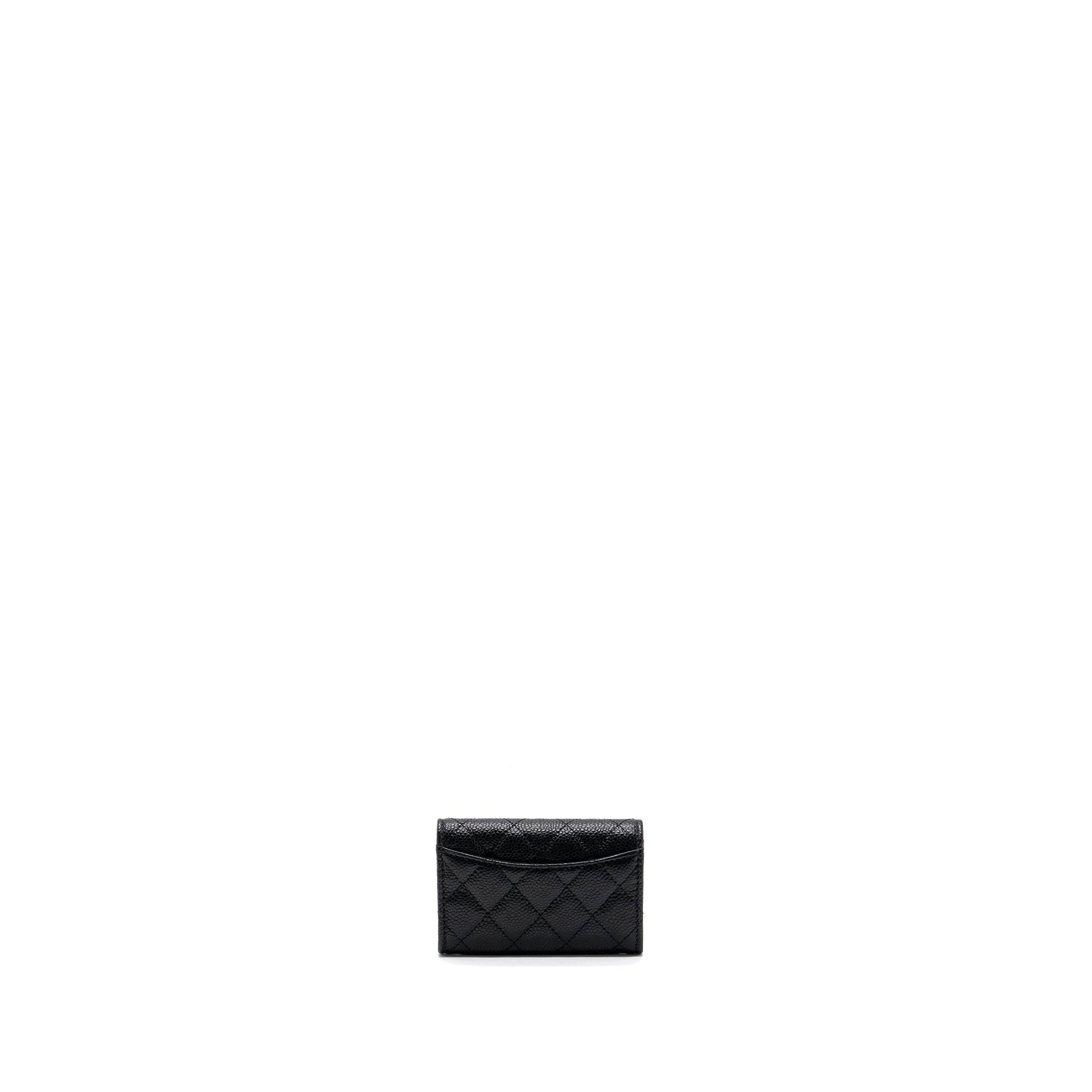 Chanel classic flap card holder caviar GHW Black Leather Wallet Case