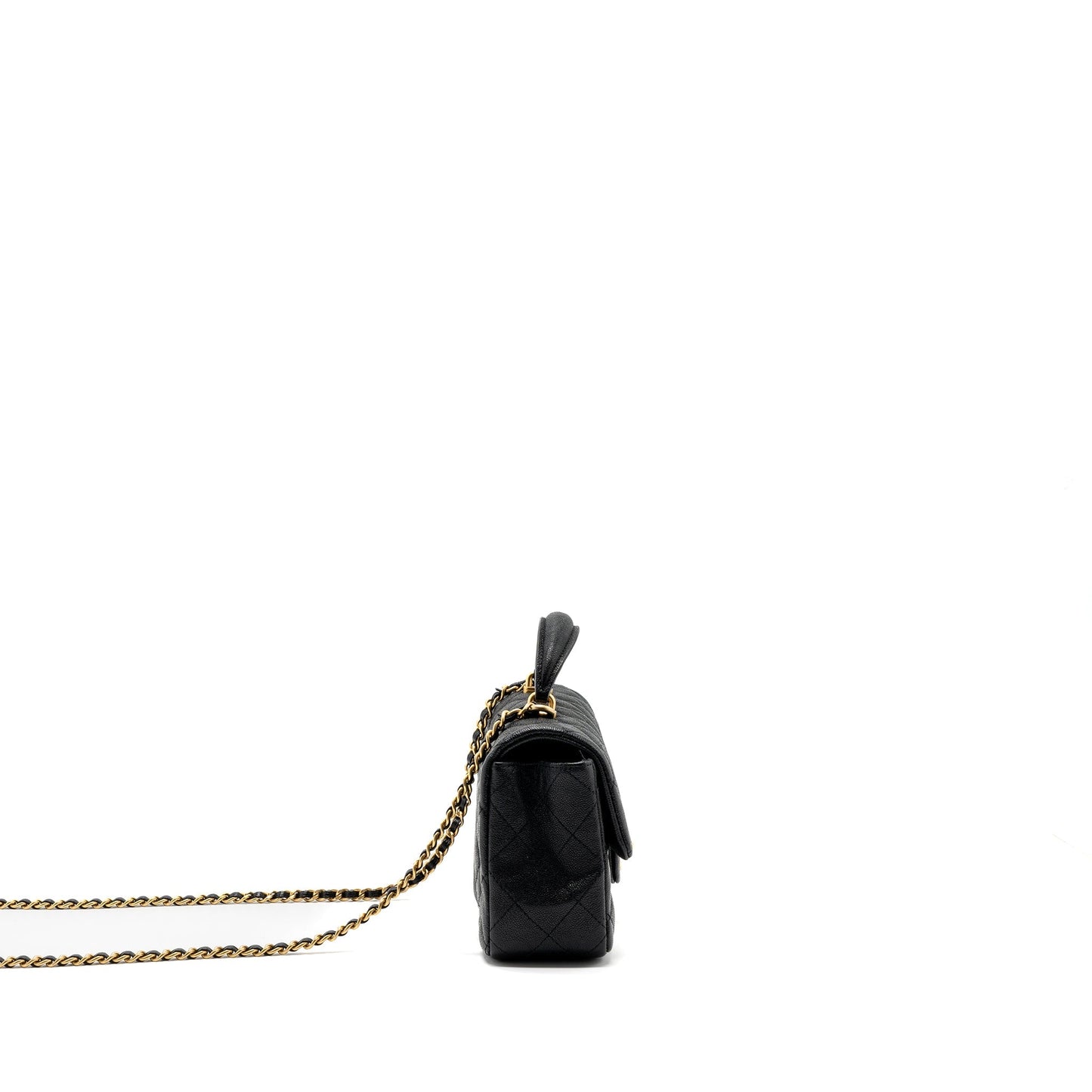 Chanel top handle rectangular flap grained calfskin Black Shoulder Bag