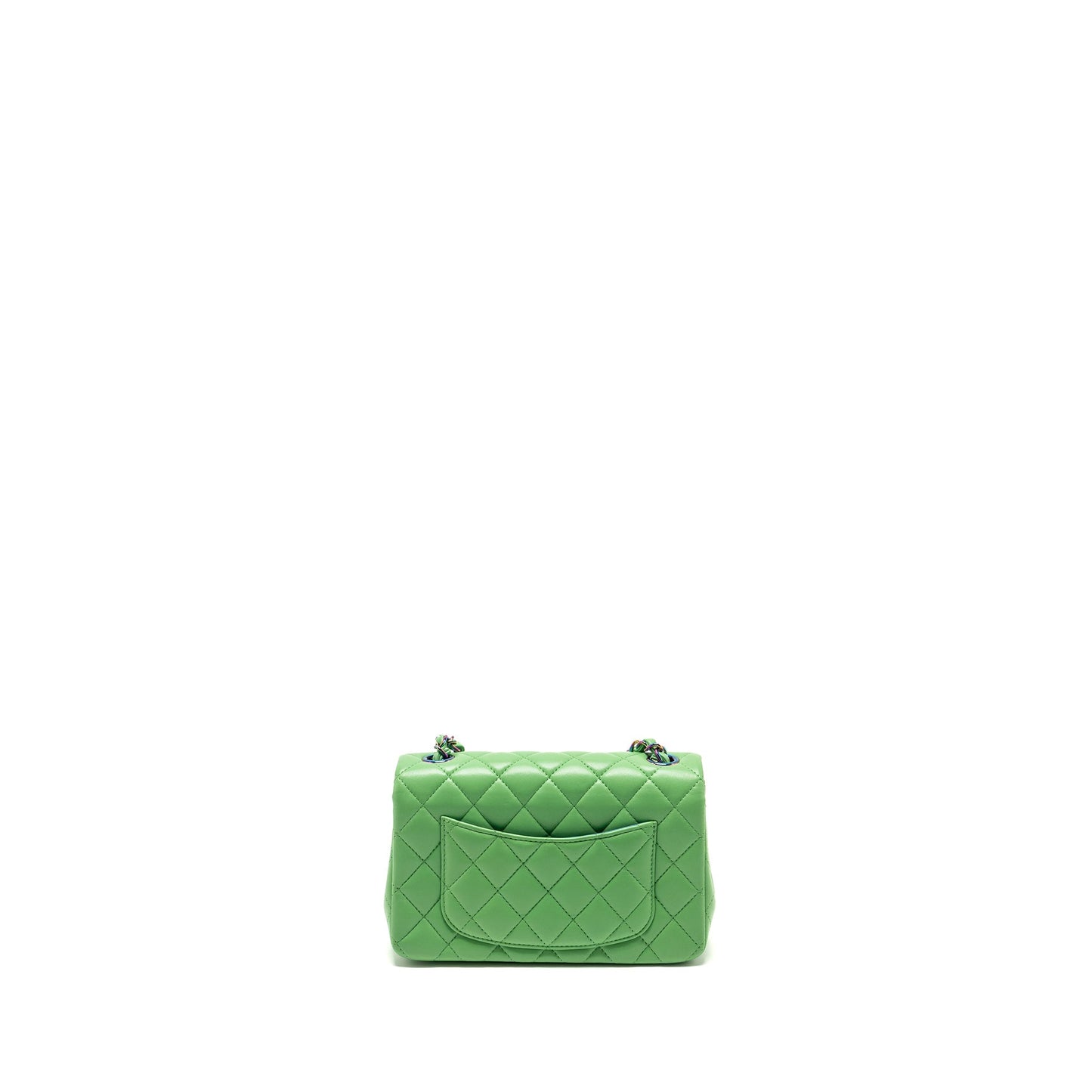 Chanel Rectangular Flap Lambskin Iridescent Hardware Green Shoulder Bag