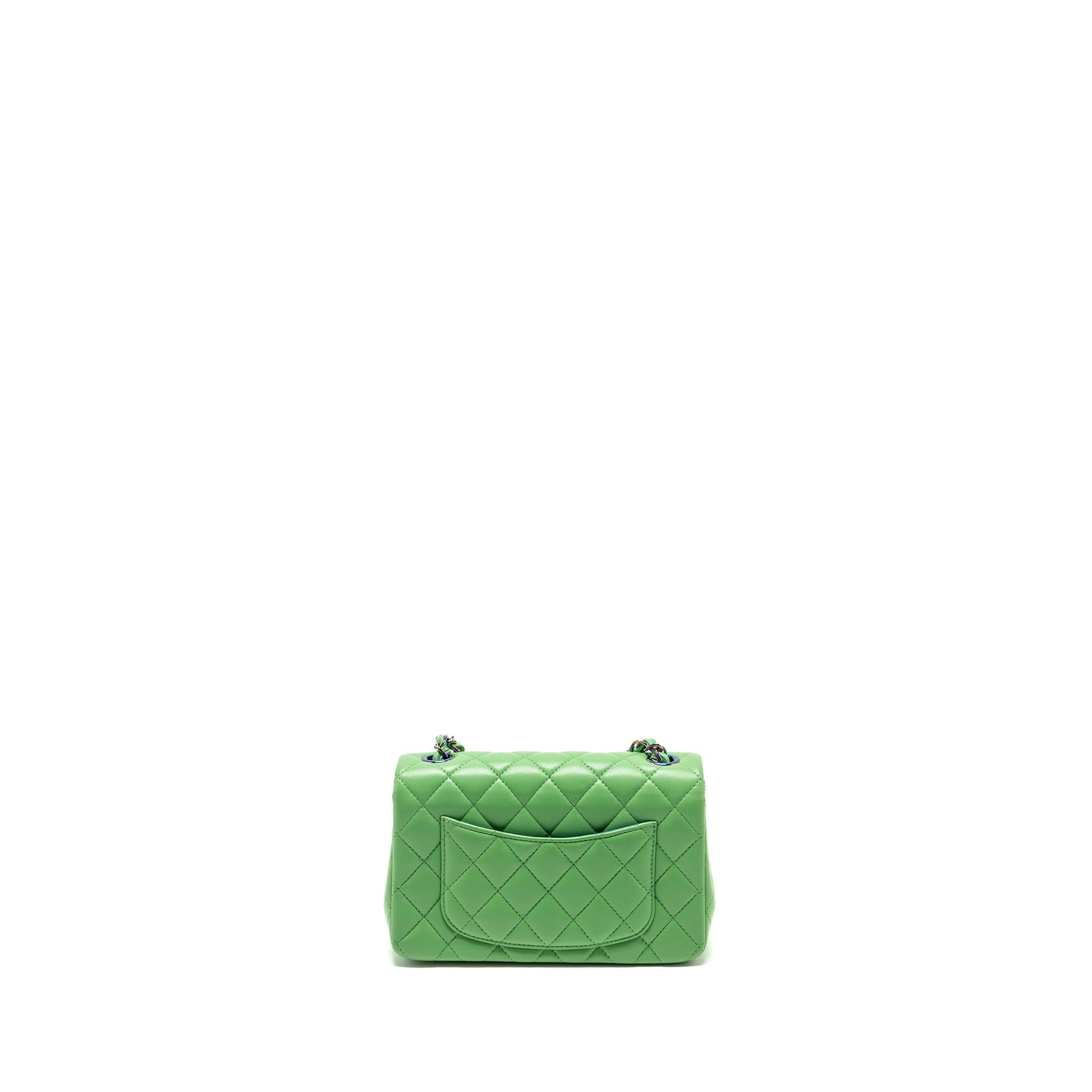 Chanel Rectangular Flap Lambskin Iridescent Hardware Green Shoulder Bag