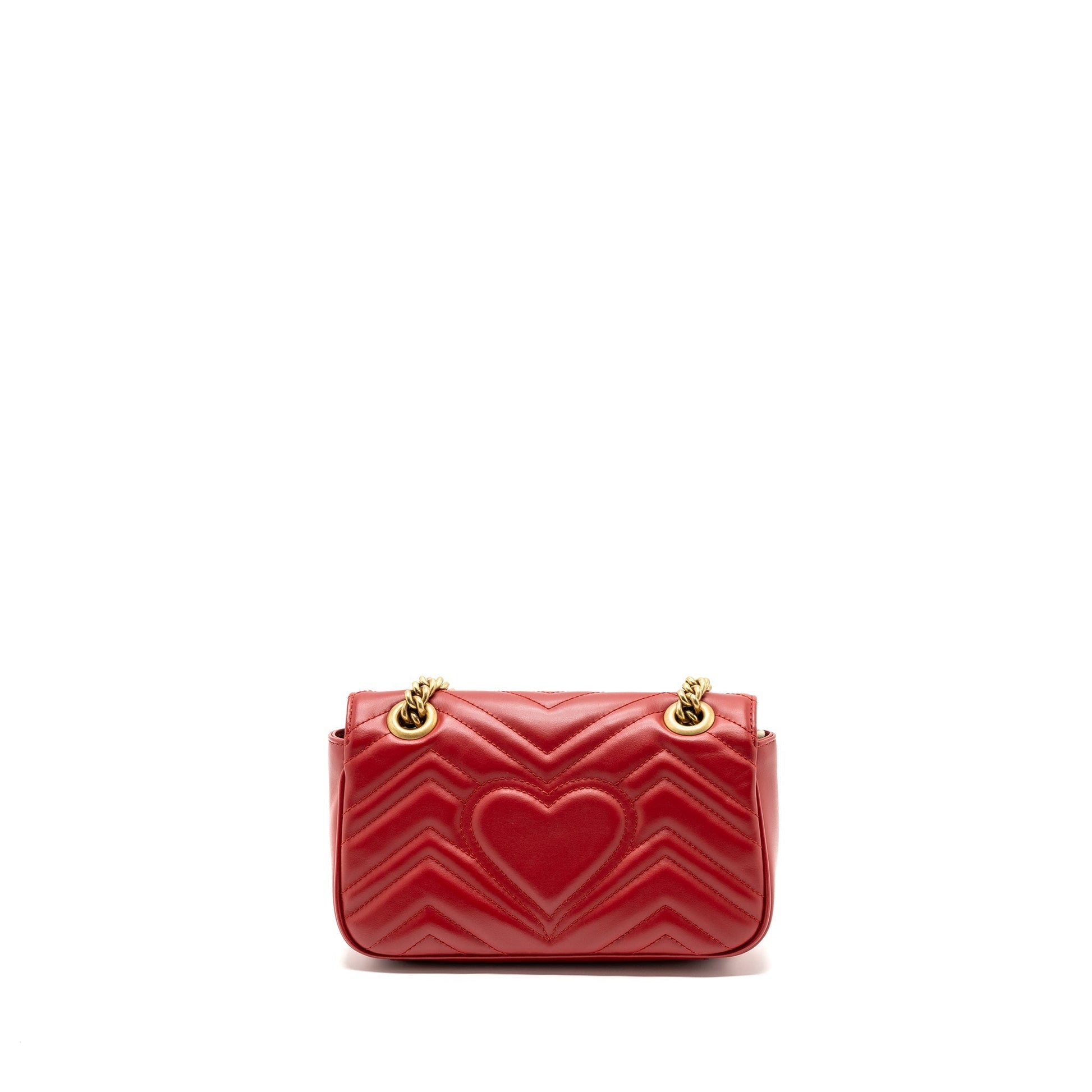Gucci Marmont Calfskin Handbag Matelasse Red Travel Bag