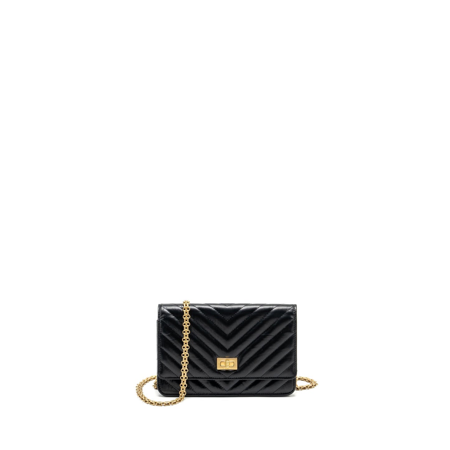 Chanel Chevron 2.55 reissue on aged calfskin Black Wallet Case