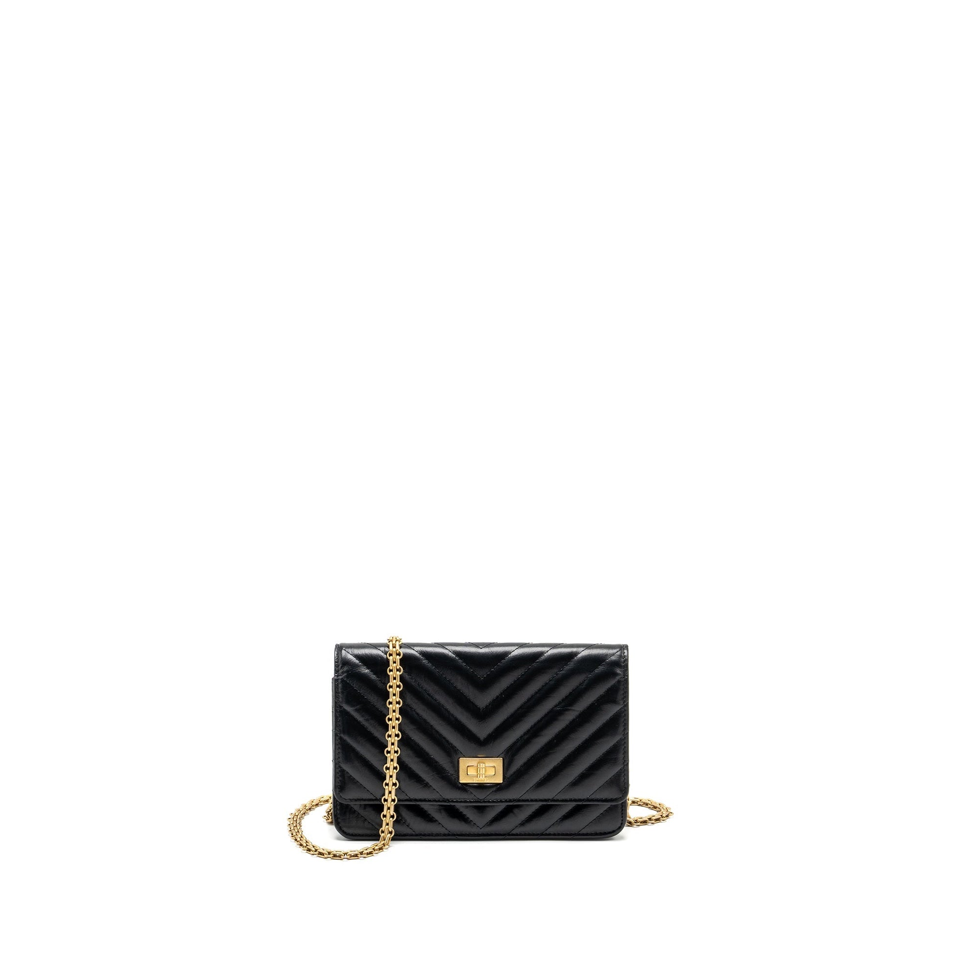 Chanel Chevron 2.55 reissue on aged calfskin Black Wallet Case