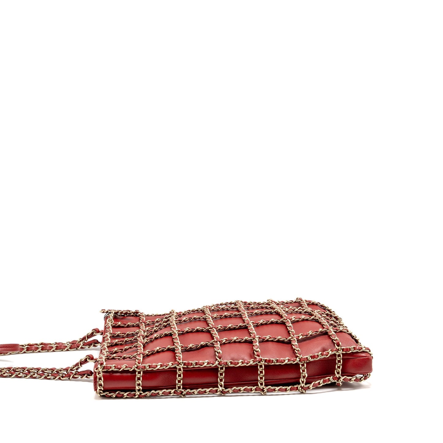 Chanel 20A Frame CC Charm Shopping Lambskin Red Key Chain