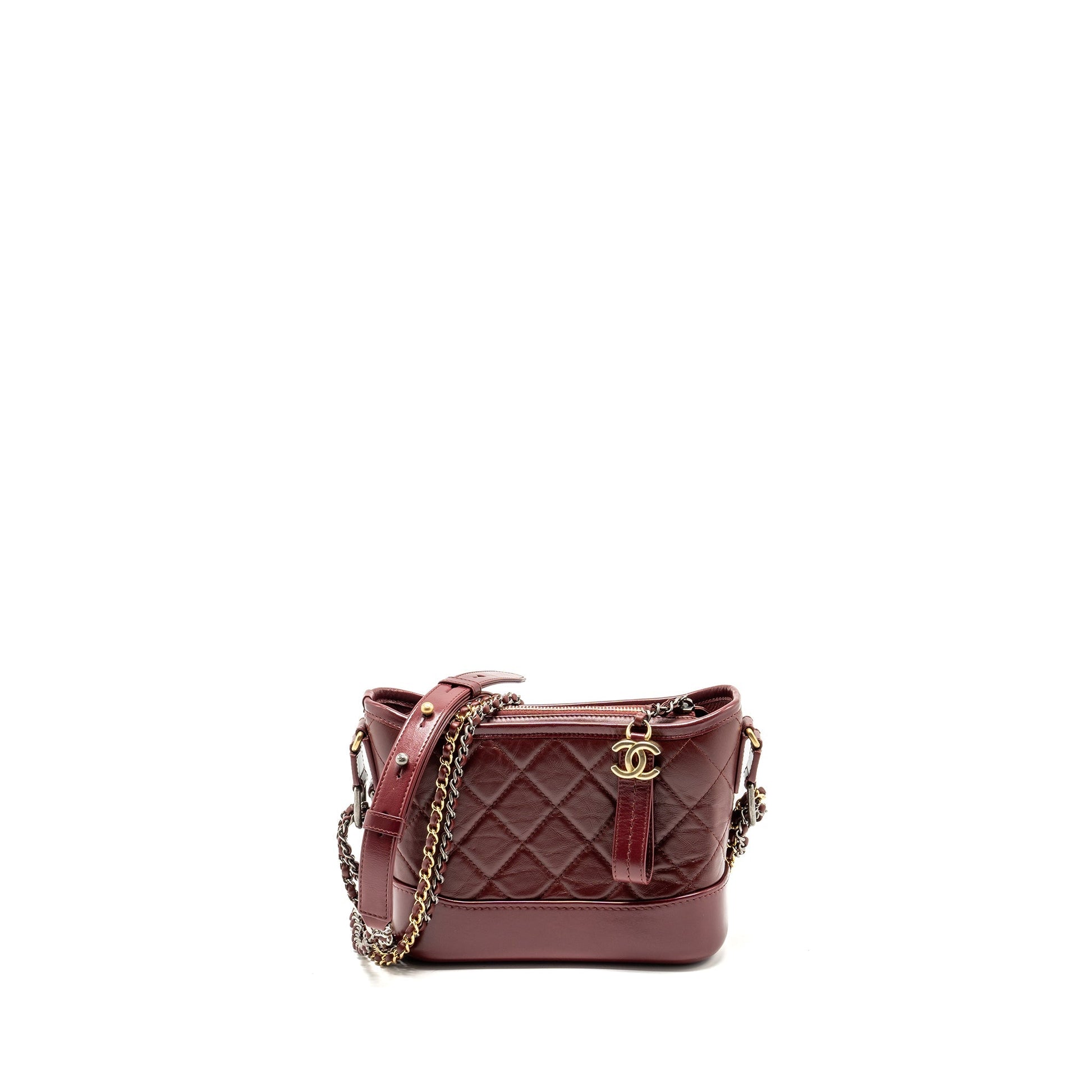 Chanel Gabrielle Hobo Calfskin Hardware Multicolour Red Small Shoulder Bag