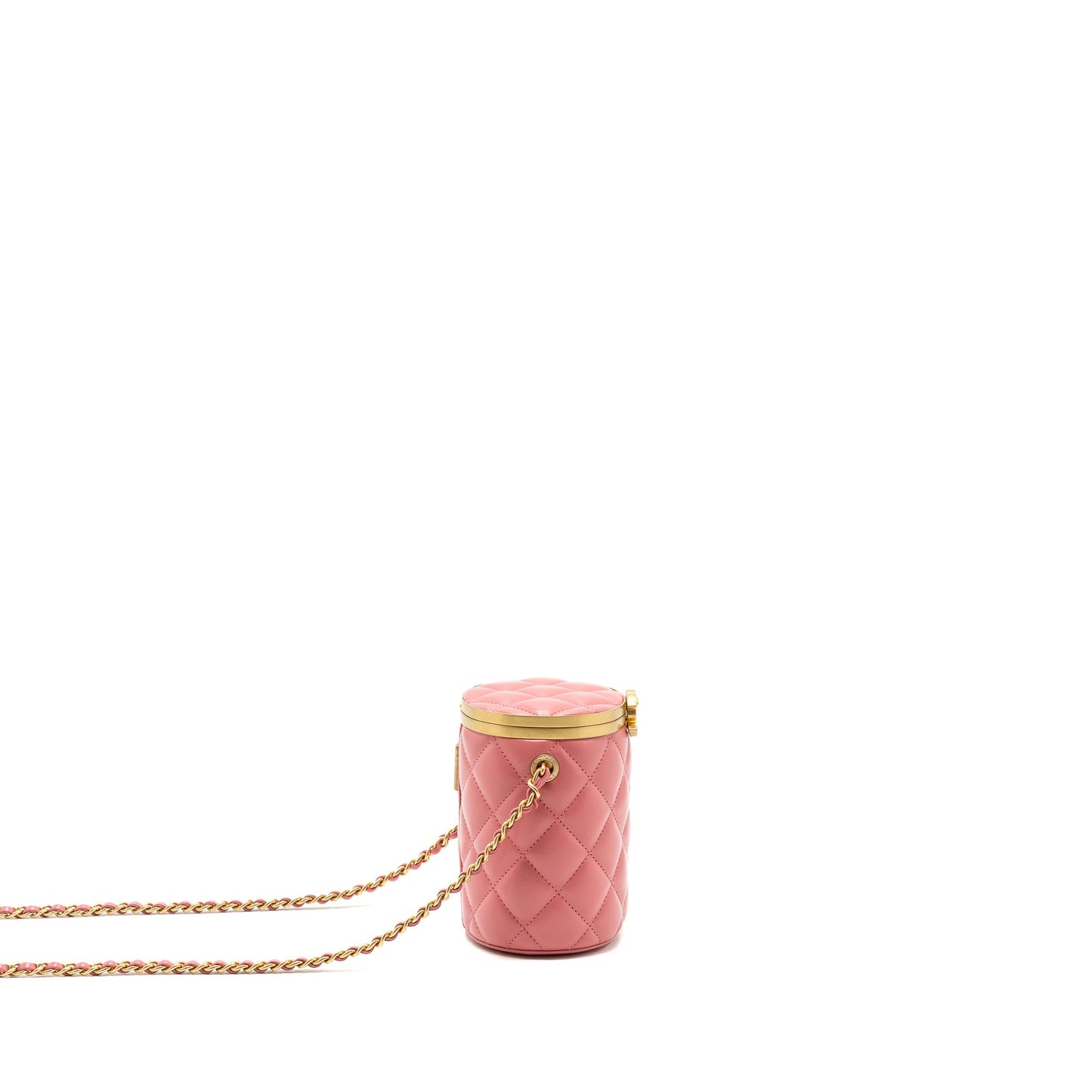 Chanel Round Vanity Lambskin GHW Microchip Pink Handbag