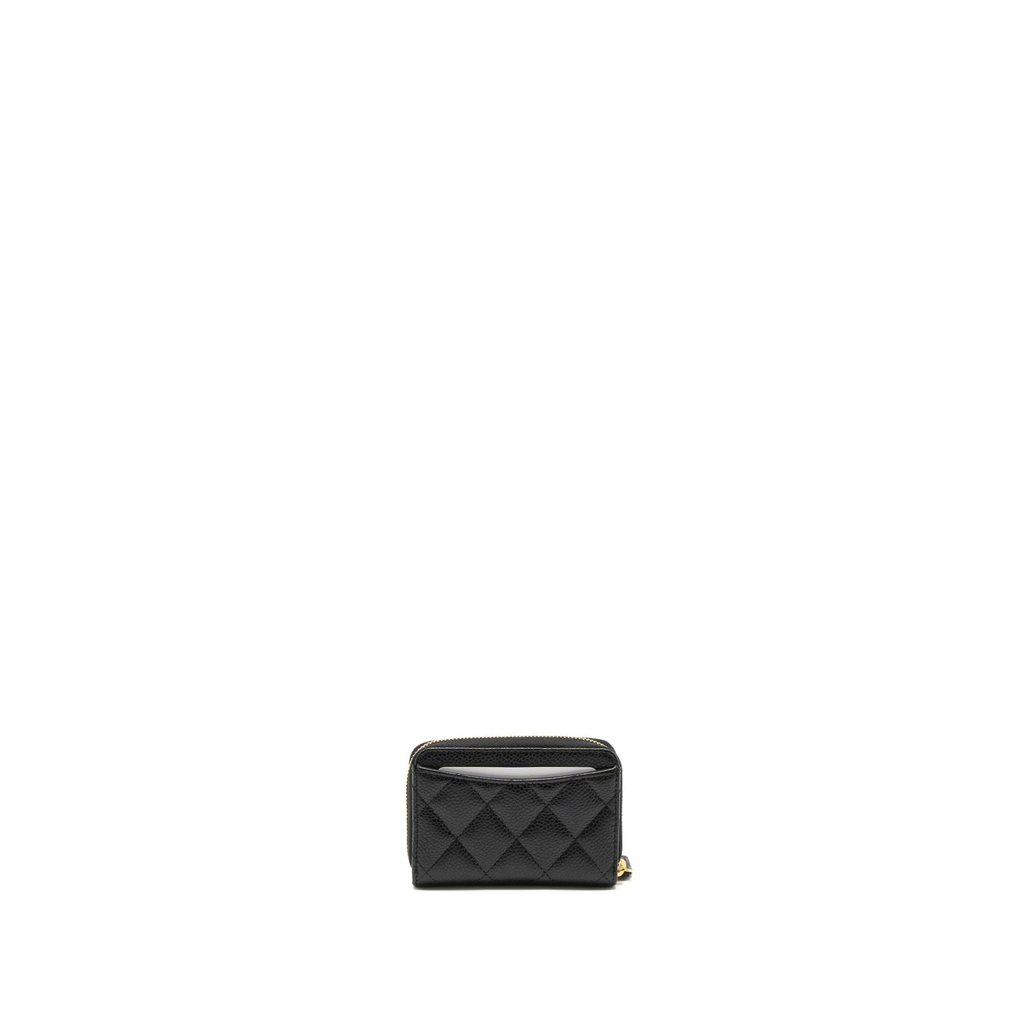 Chanel Zip Card Holder Caviar GWH Microchip Black Wallet Case