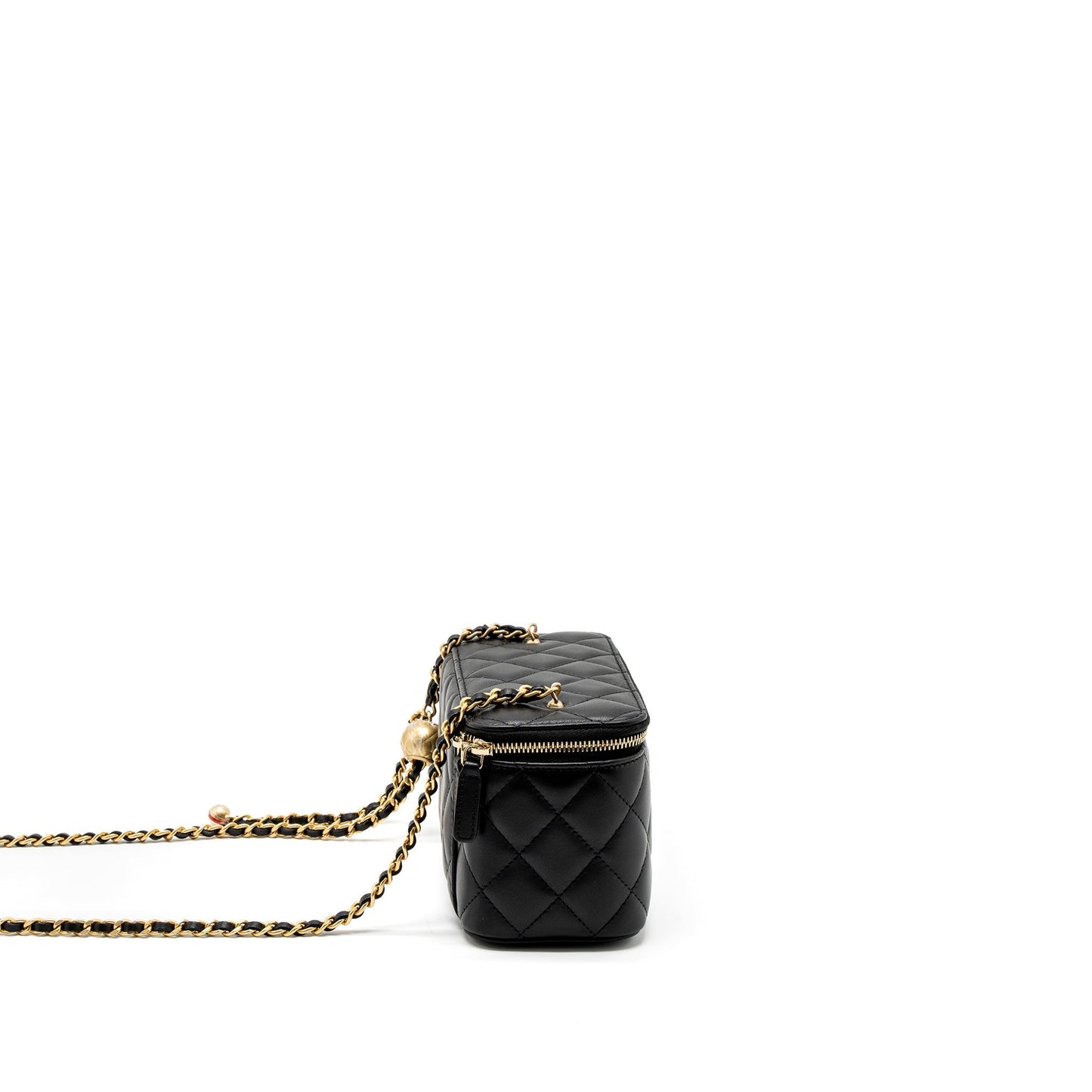 Chanel Pearl Crush Long Vanity Lambskin GHW Black Handbag Microchip 1