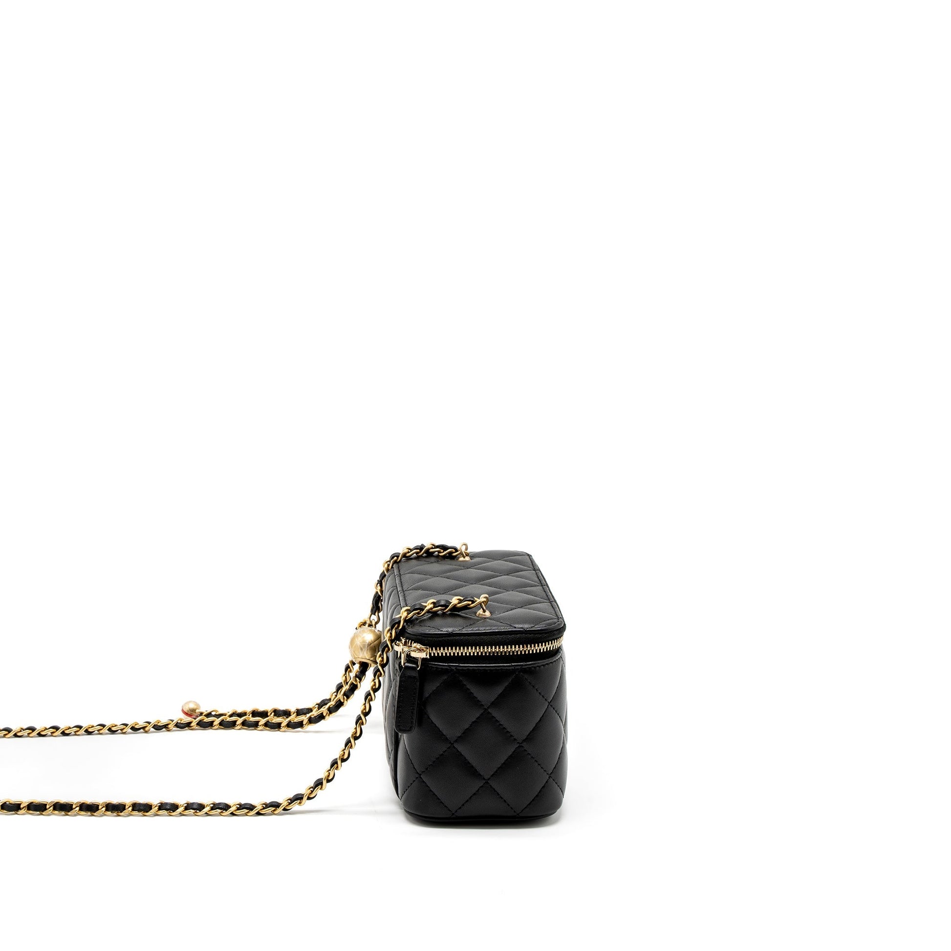 Chanel Pearl Crush Long Vanity Lambskin GHW Black Handbag Microchip 1