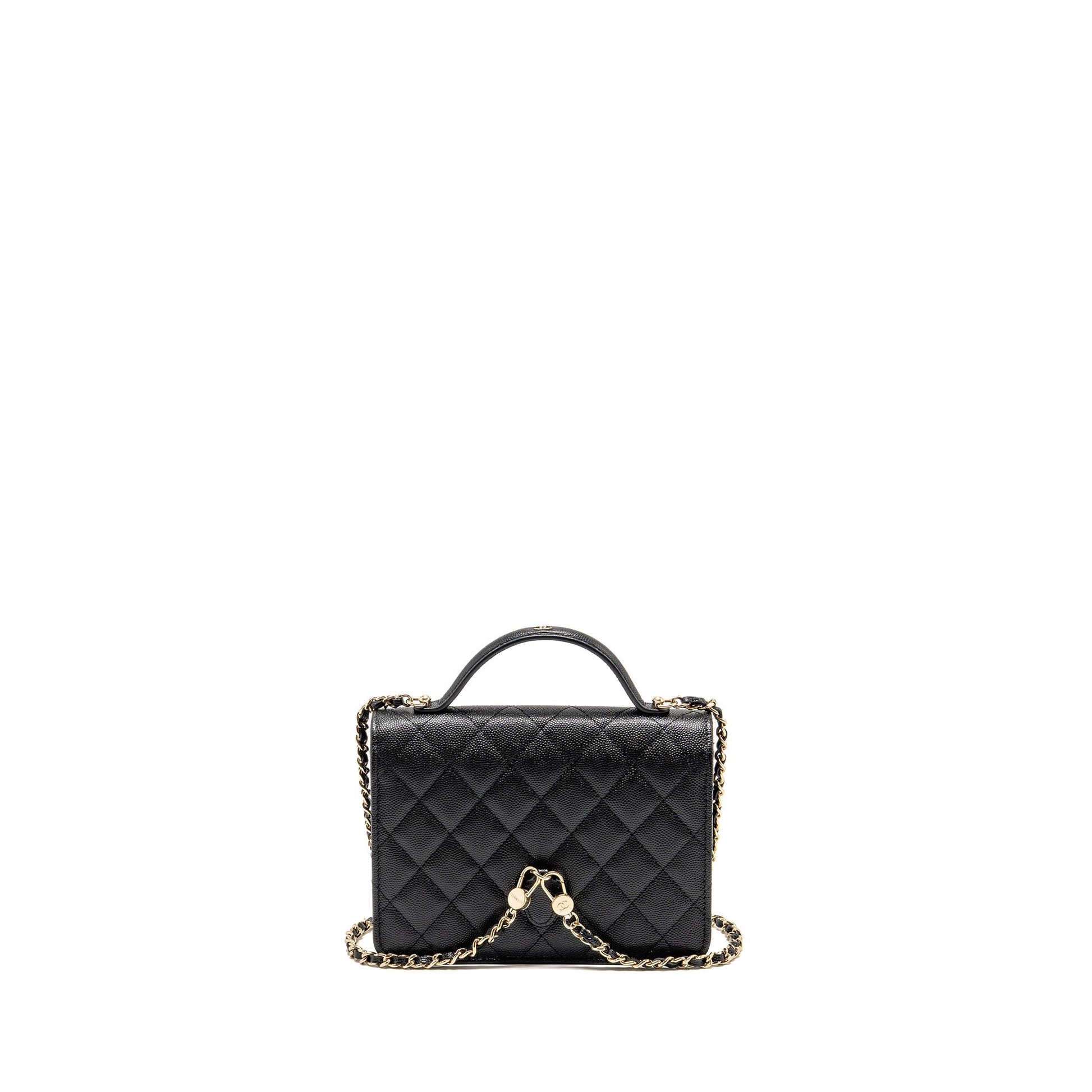 Chanel 25c quilted cc top handle backpack Black