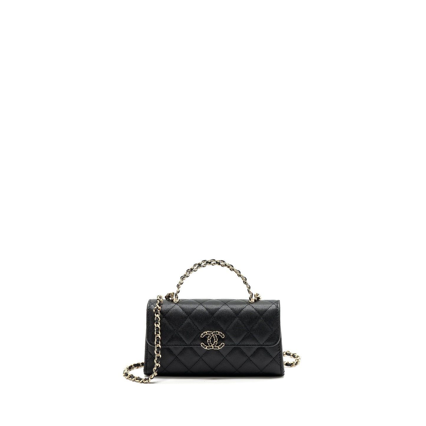 Chanel 23p top handle flap caviar LGHW Black Shoulder Bag Microchip 1