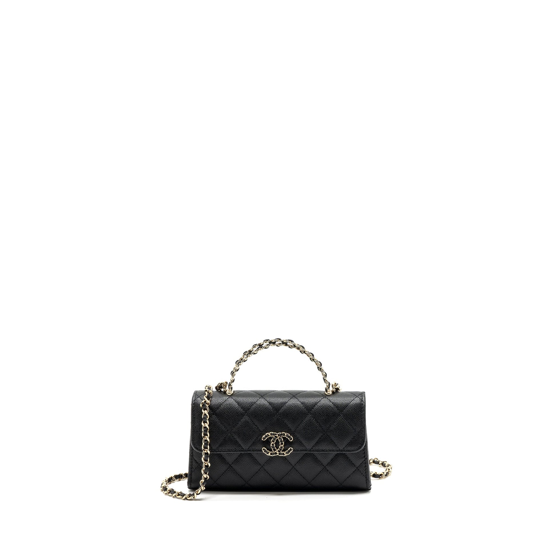 Chanel 23p top handle flap caviar LGHW Black Shoulder Bag Microchip 1