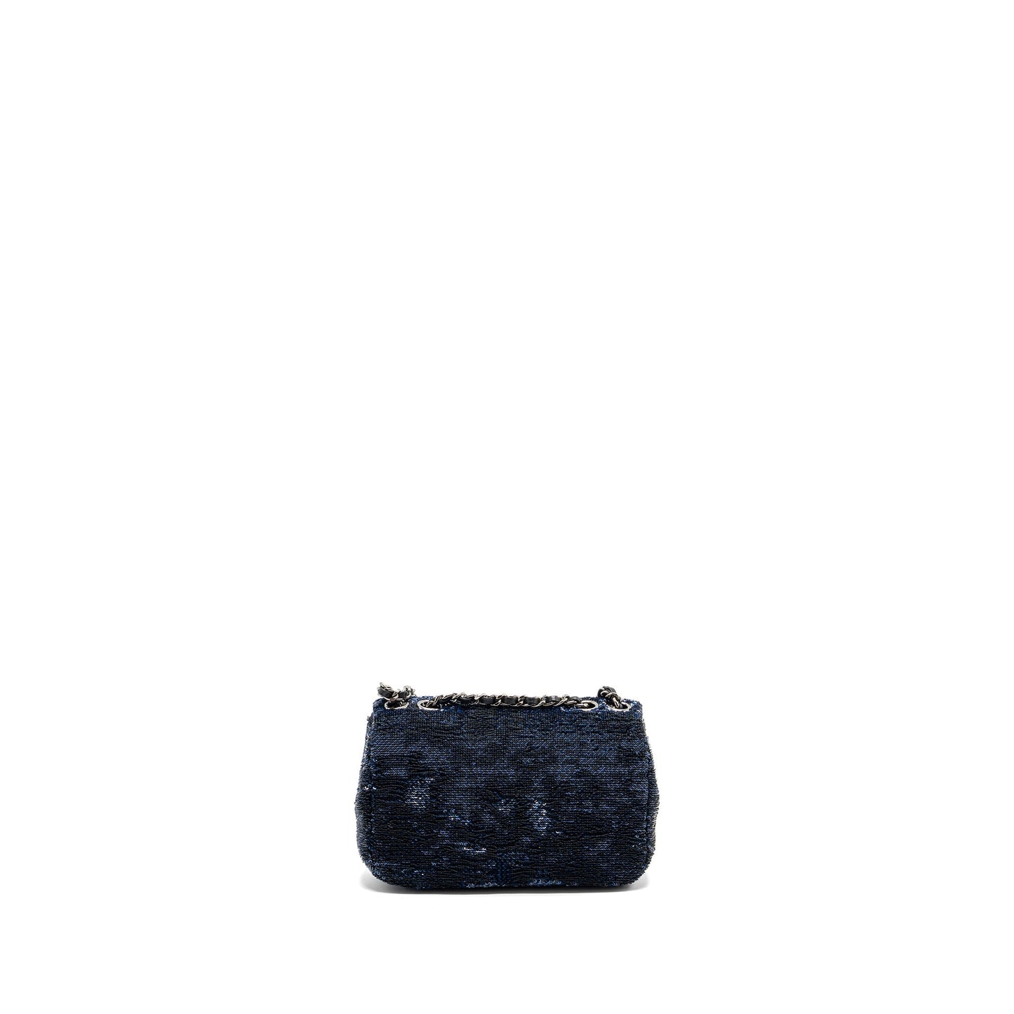 Chanel super flap sequin dark SHW Black Blue Shoulder Bag
