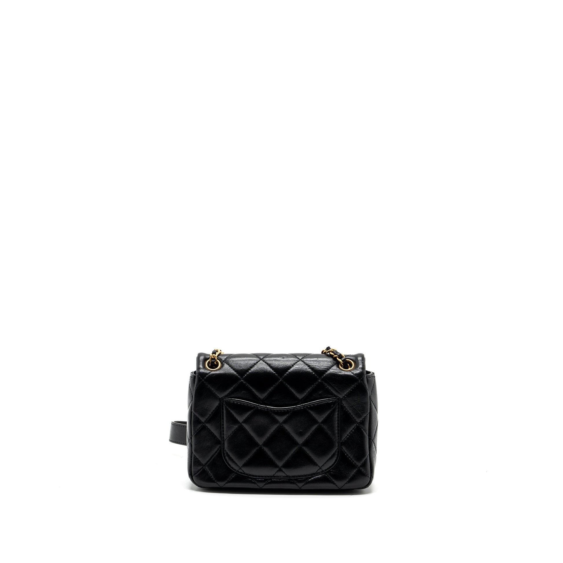 Chanel seasonal square flap detailed calfskin GHW Black Shoulder Bag