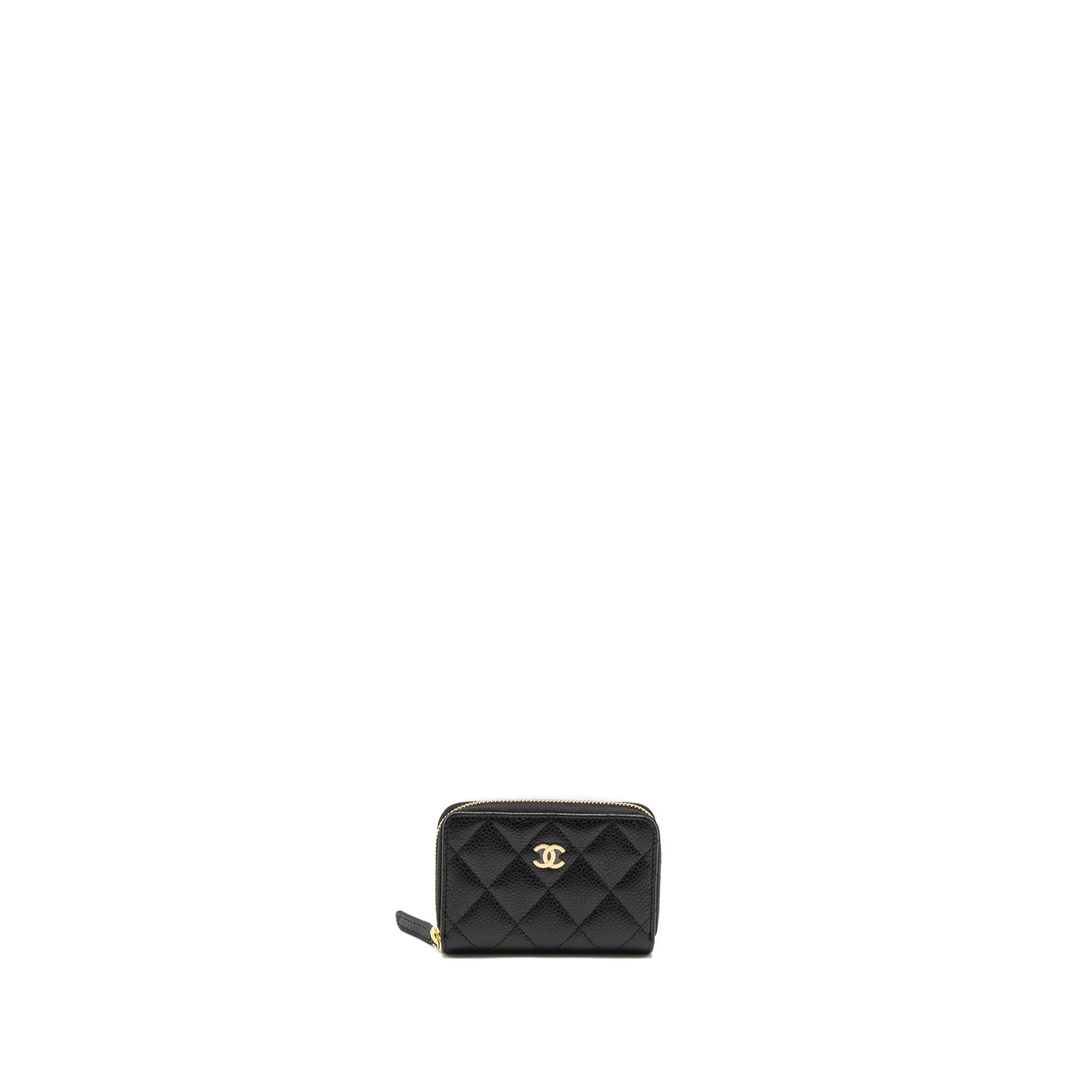 Chanel Zip Card Holder Caviar GHW Microchip Black Wallet Case