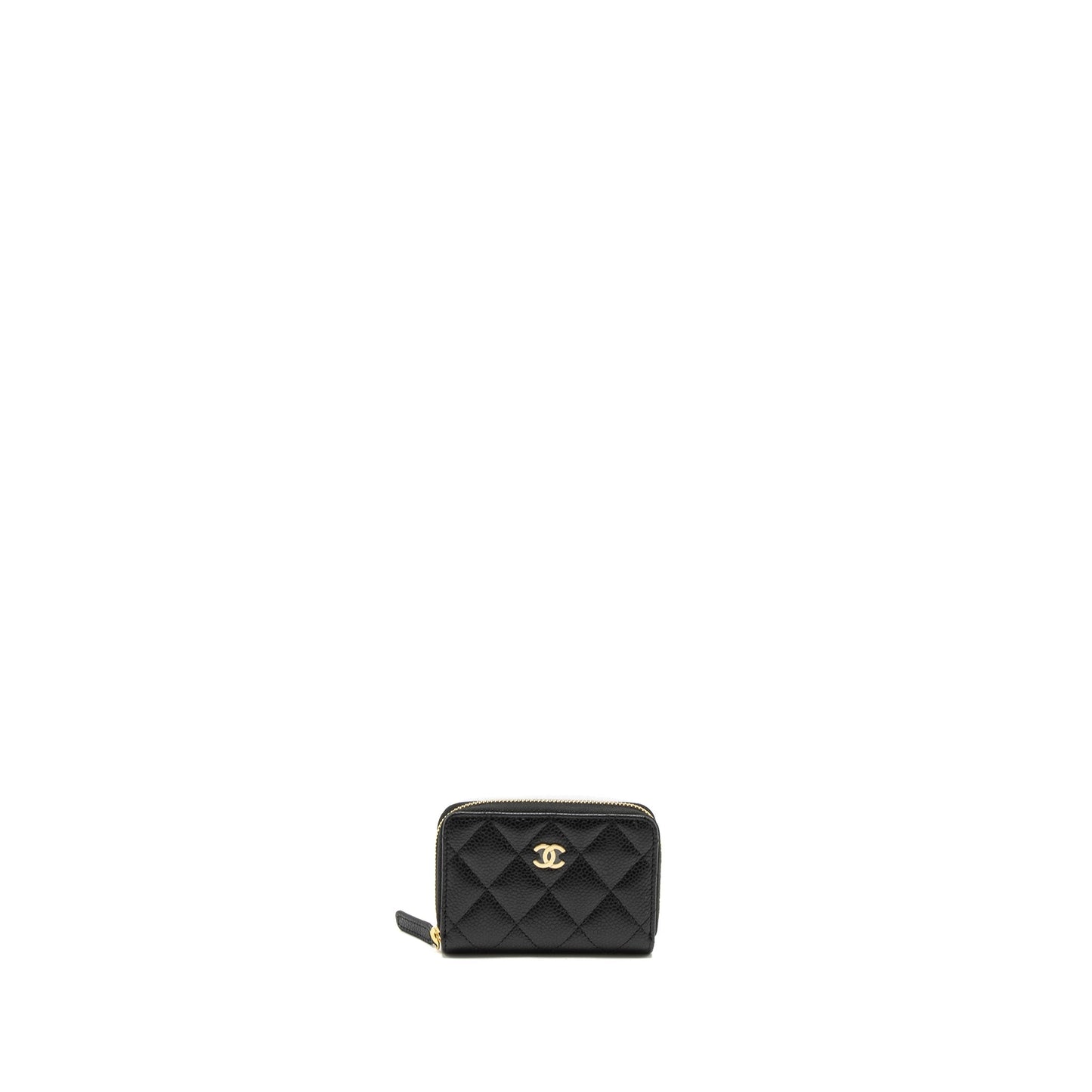 Chanel Zip Card Holder Caviar GWH Microchip Black Wallet Case