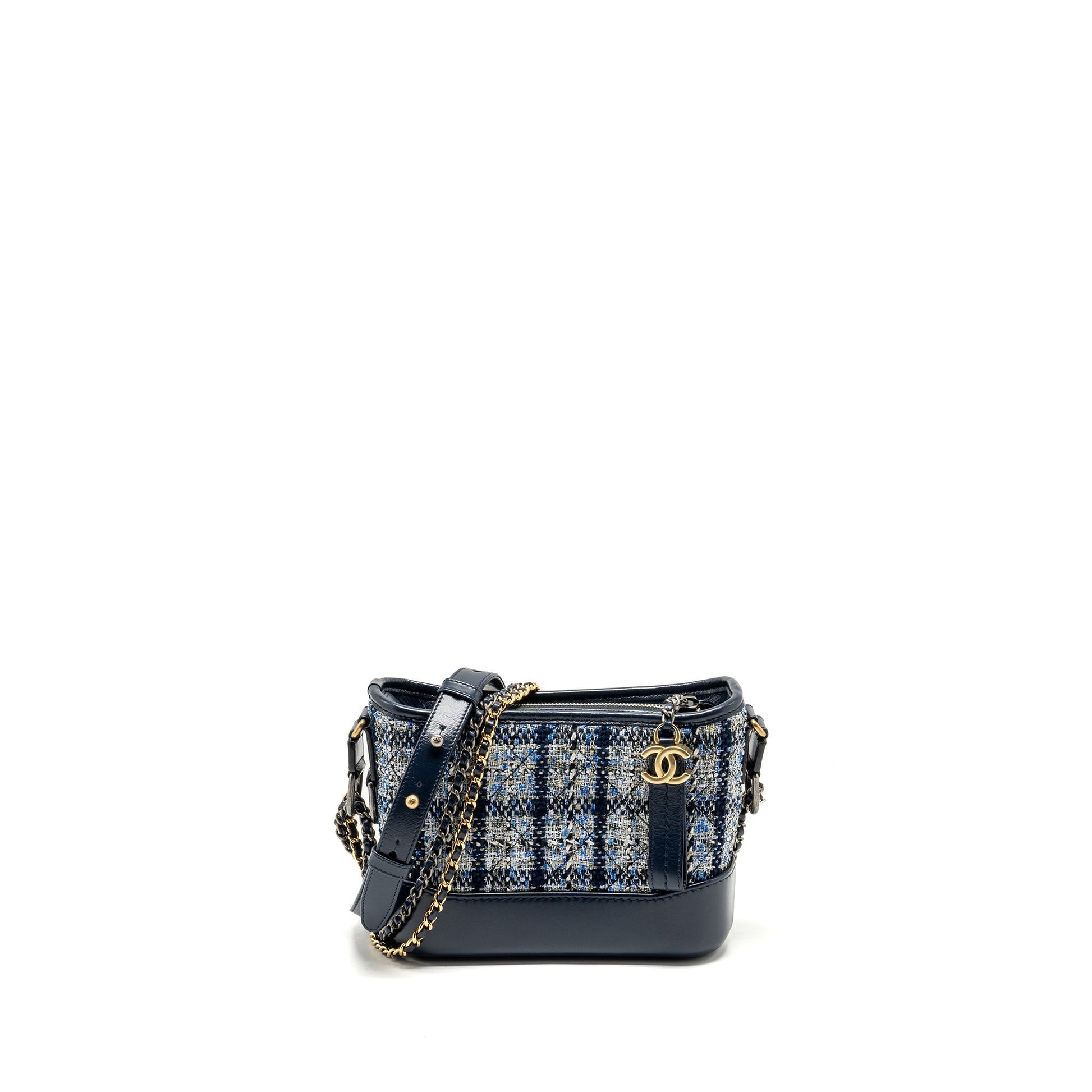 Chanel Gabrielle Hobo Tweed Navy Hardware Multicolour Small Shoulder Bag
