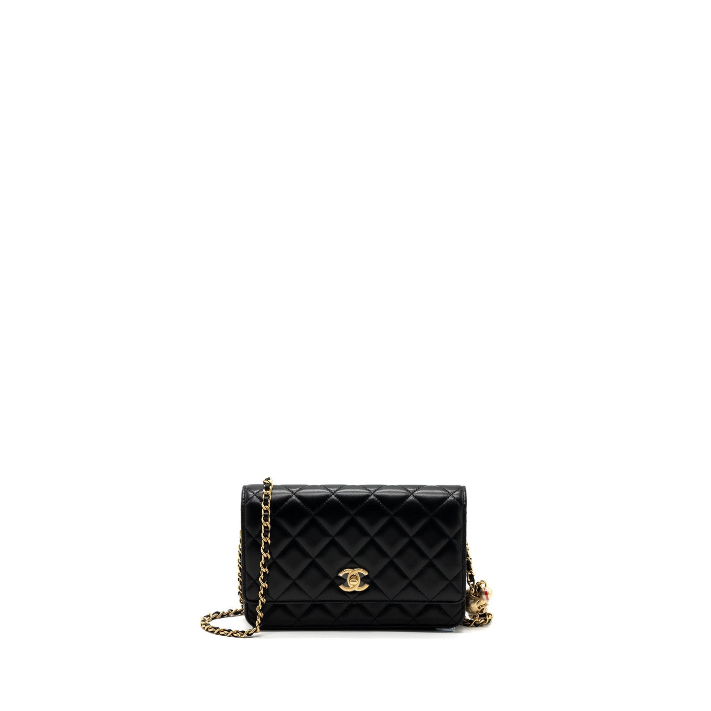 Chanel pearl crush on lambskin GHW microchip Black Wallet Case Microchip 11