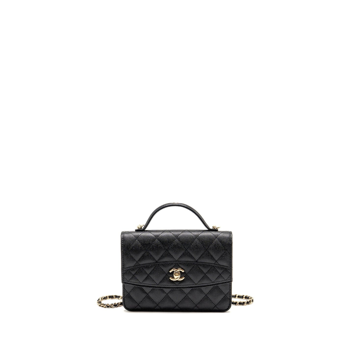Chanel 25c quilted cc top handle backpack Black