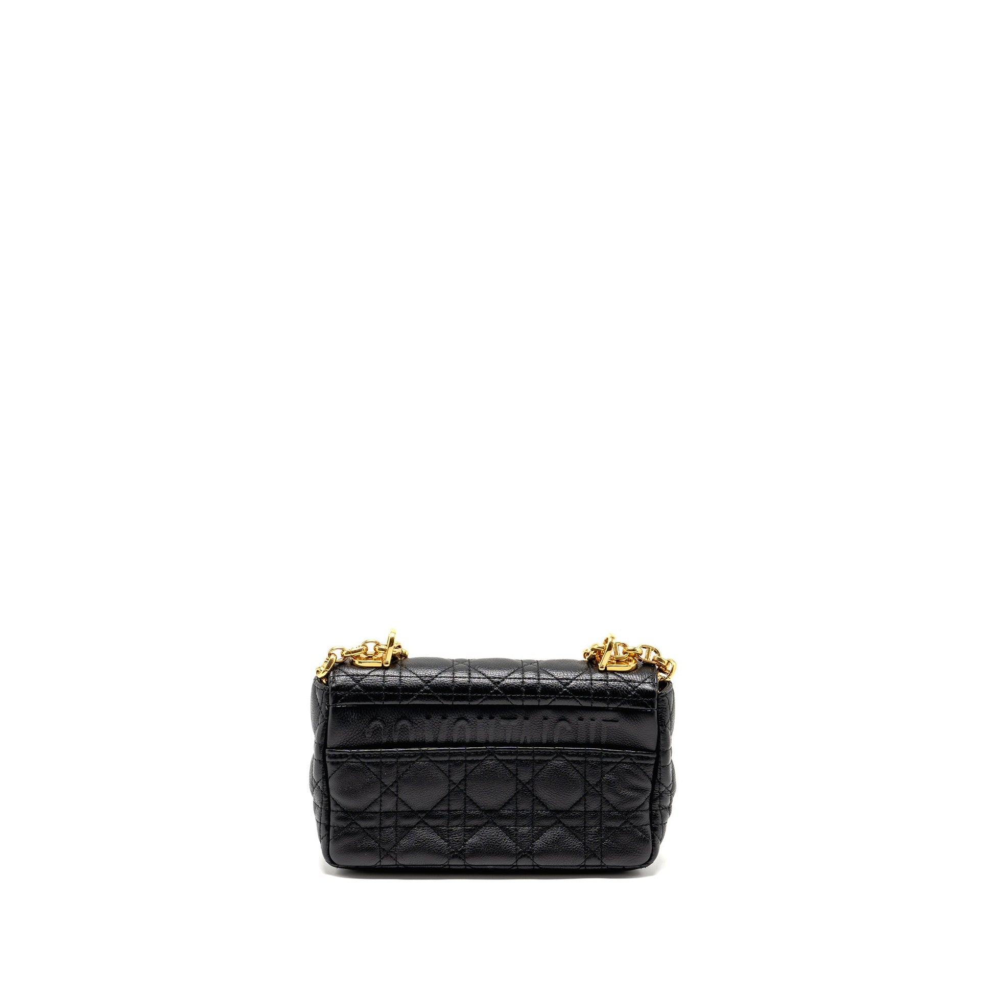 Dior Caro Purse Calfskin Handbag Black Small Travel Bag