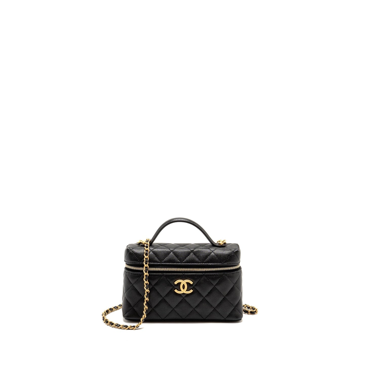 Chanel Top Handle Vanity Caviar GHW Microchip Black Handbag