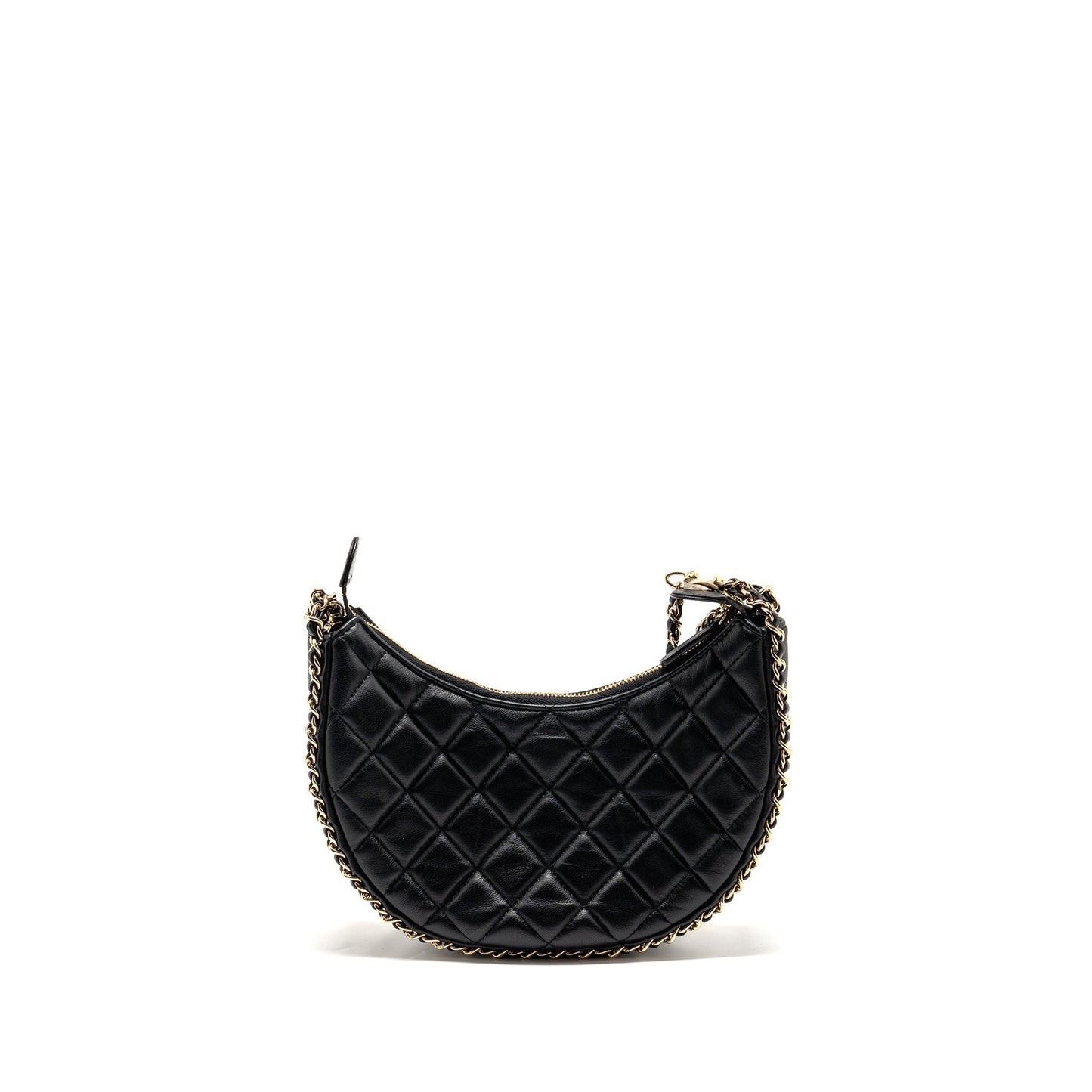 Chanel half moon hobo lambskin LGHW microchip Black Small Shoulder Bag