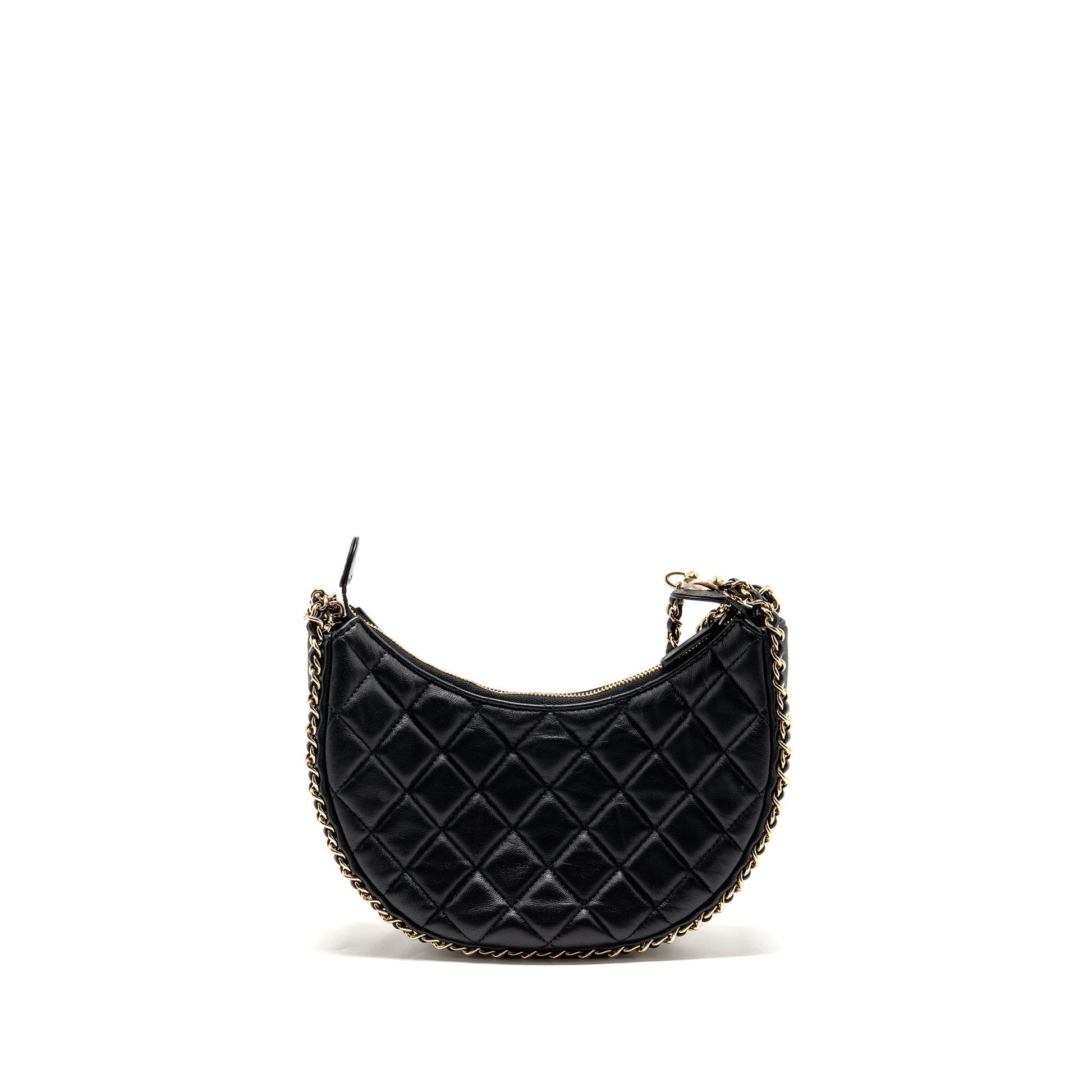 Chanel half moon hobo lambskin LGHW microchip Black Small Shoulder Bag