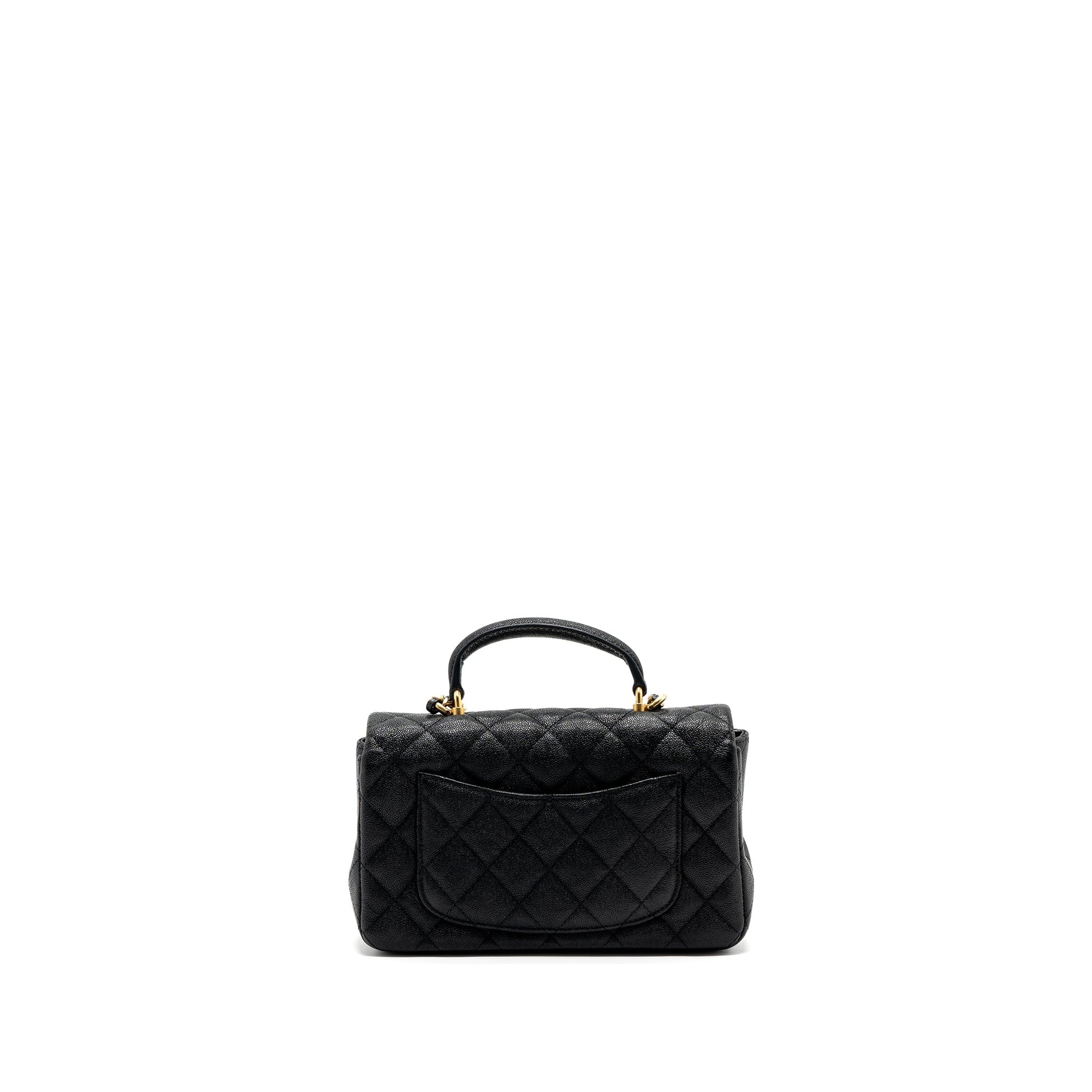 Chanel top handle rectangular flap grained calfskin Black Shoulder Bag