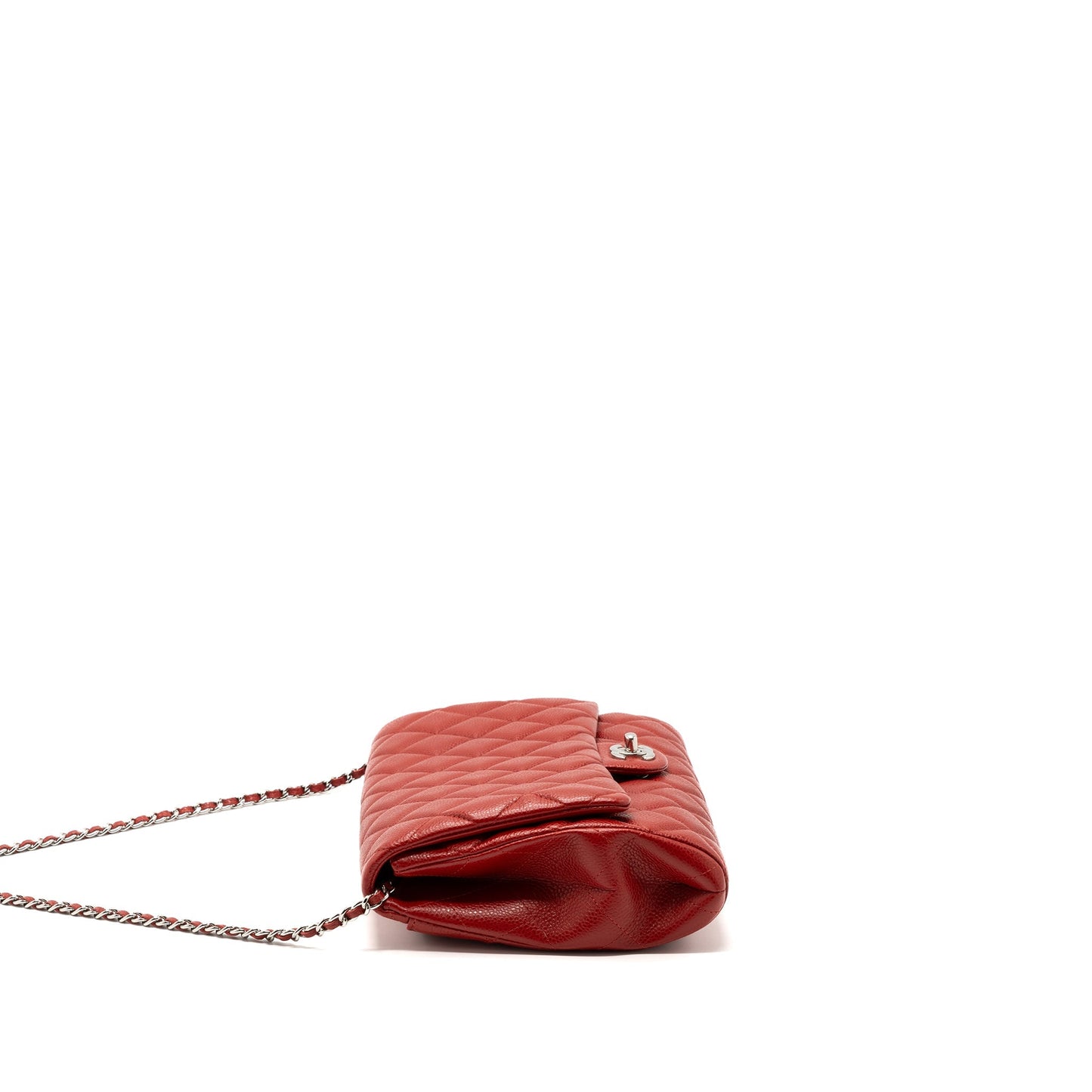 Chanel Timeless Flap Caviar SHW Red Clutch Bag