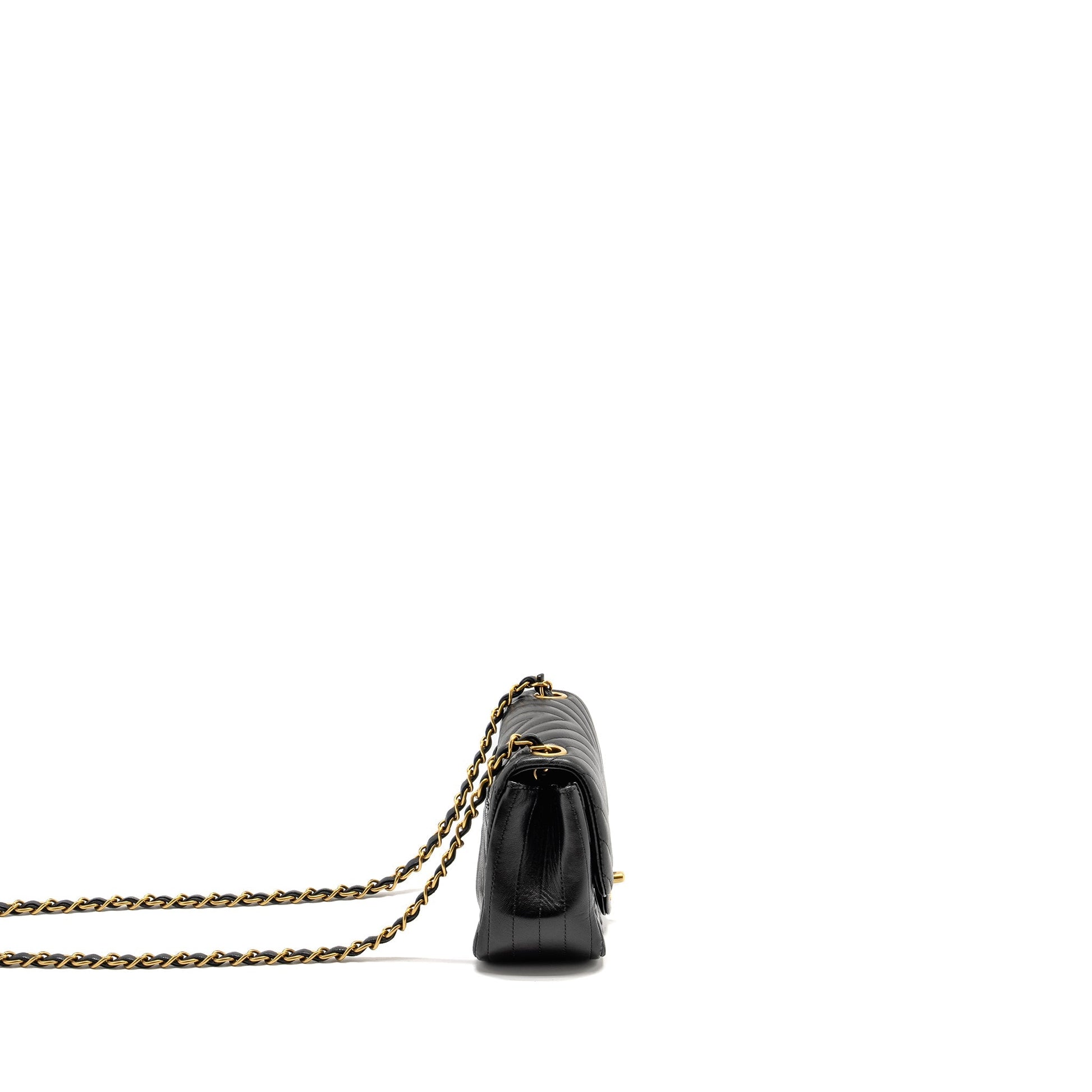 Chanel Square Chevron Flap Lambskin GHW Black Shoulder Bag