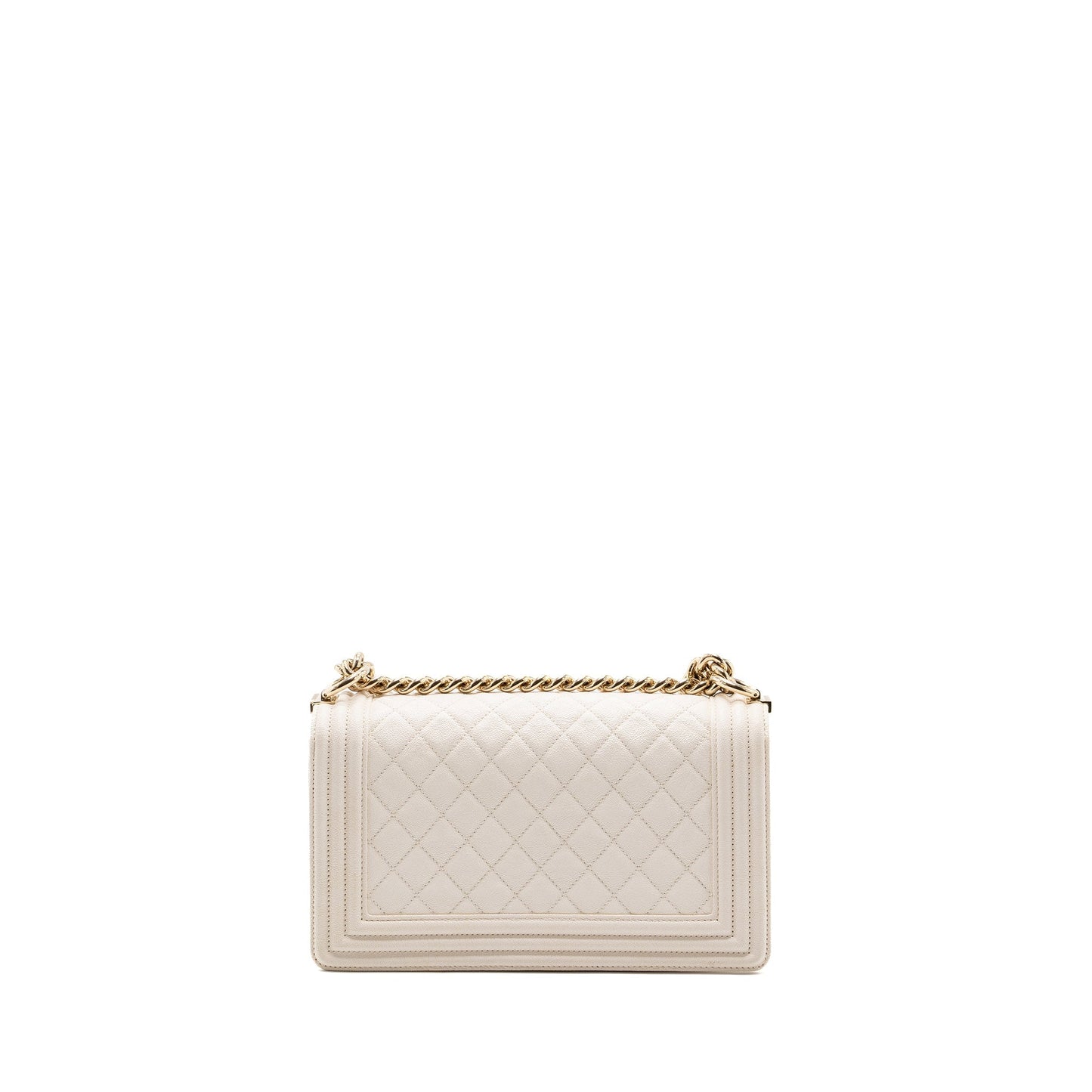 Chanel LE BOY CAVIAR LGHW White Leather Handbag